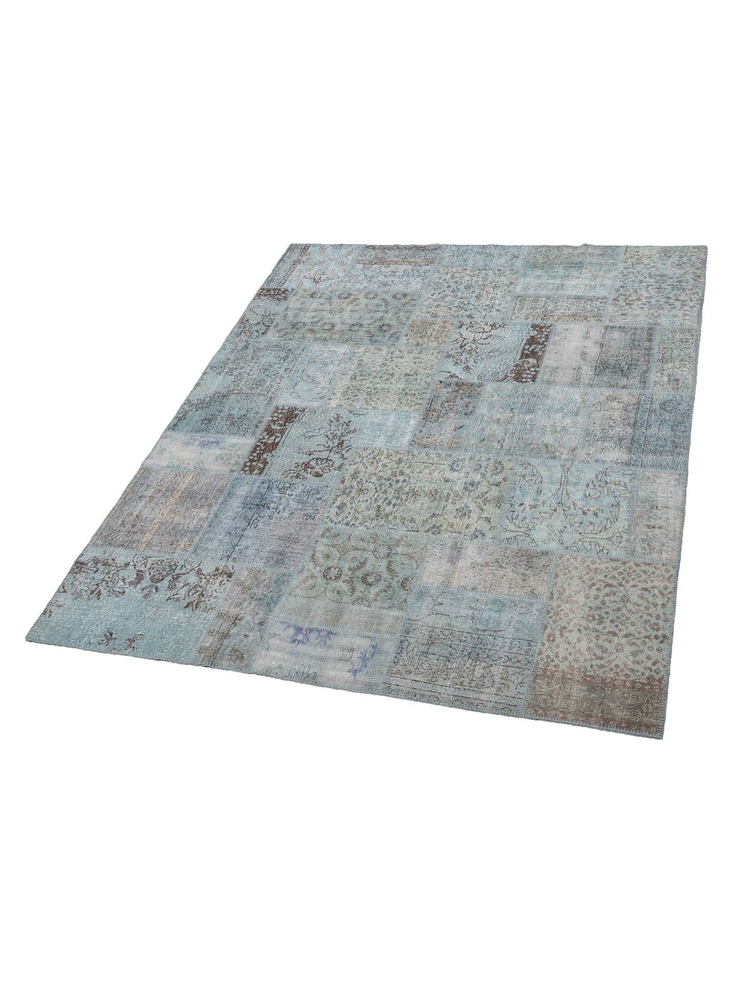 Turkish Vestige Patchwork 128979 Blue 8x10 Hand Knotted Rug