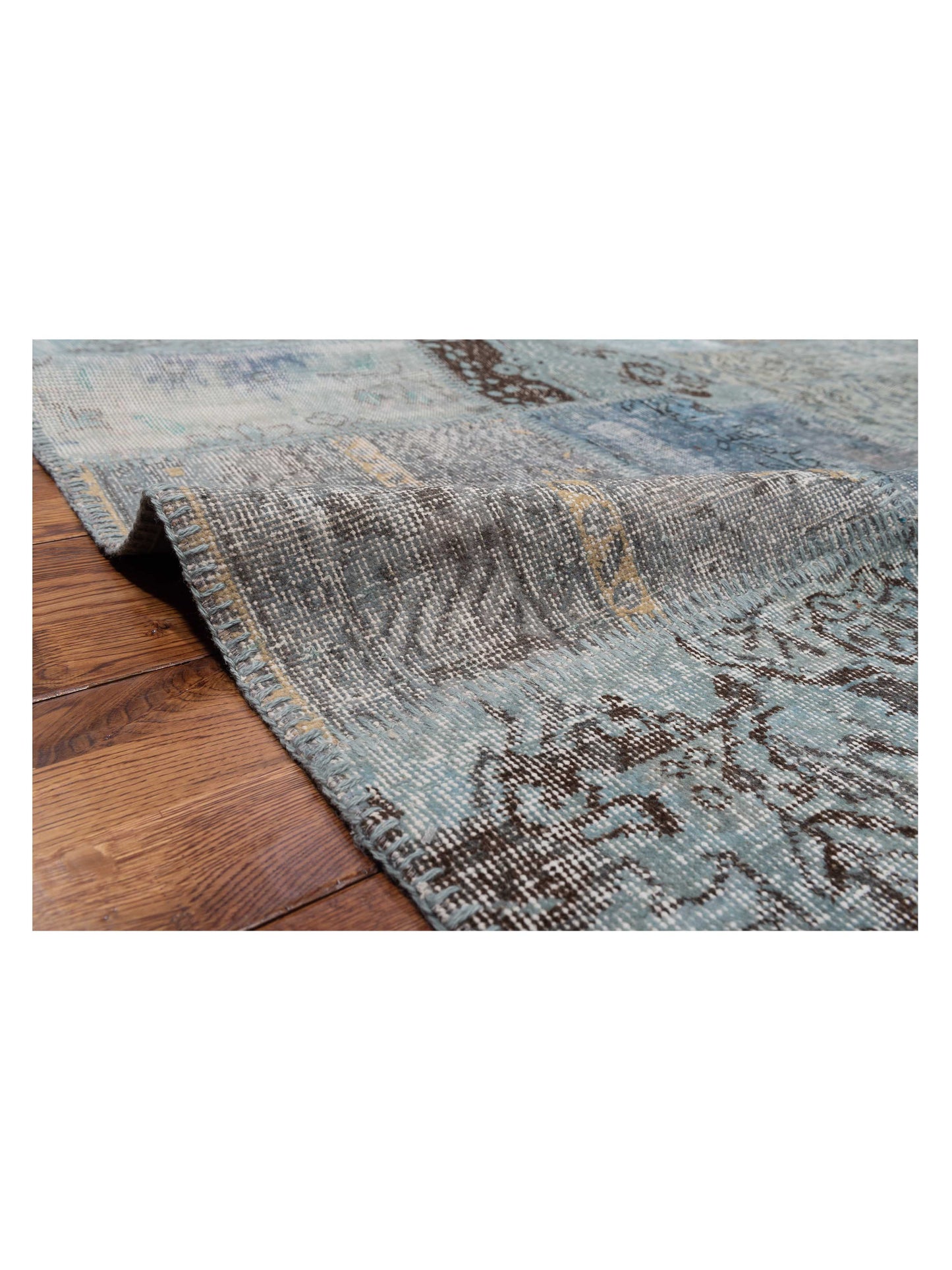 Turkish Vestige Patchwork 128979 Blue 8x10 Hand Knotted Rug