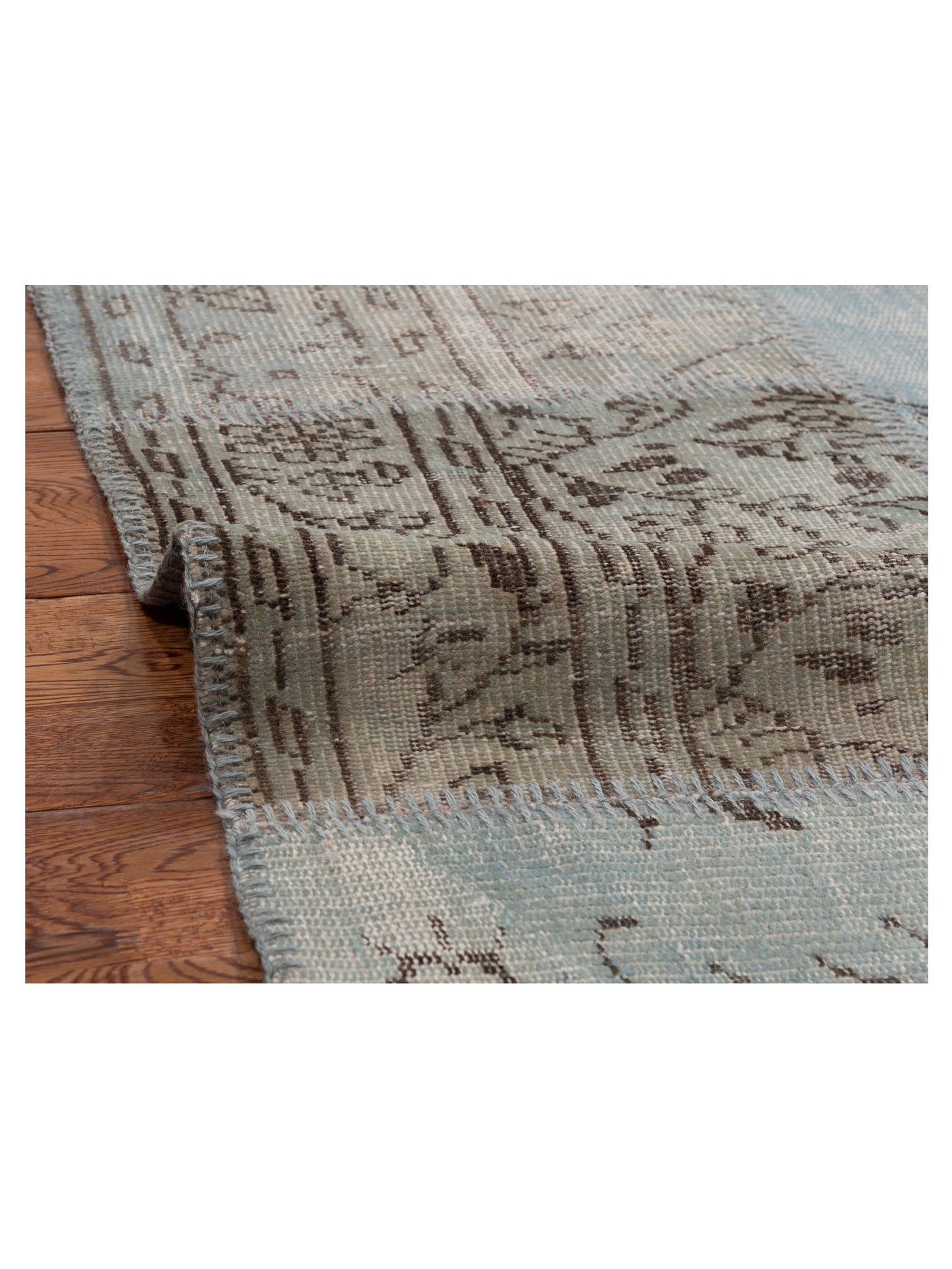 Turkish Vestige Patchwork 128984 Blue 5x8 Hand Knotted Rug