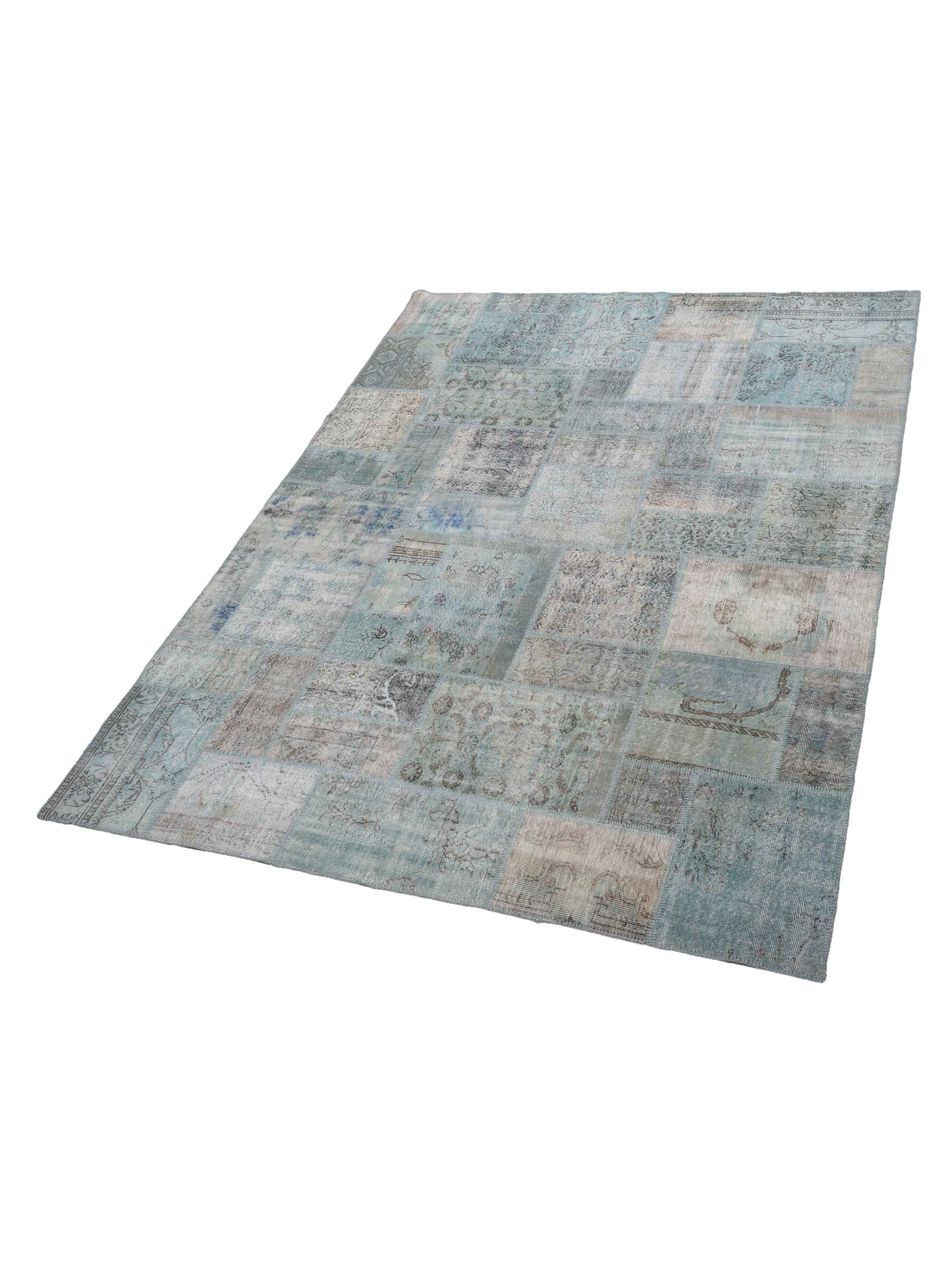Turkish Vestige Patchwork 128985 Light Blue 9x12 Hand Knotted Rug