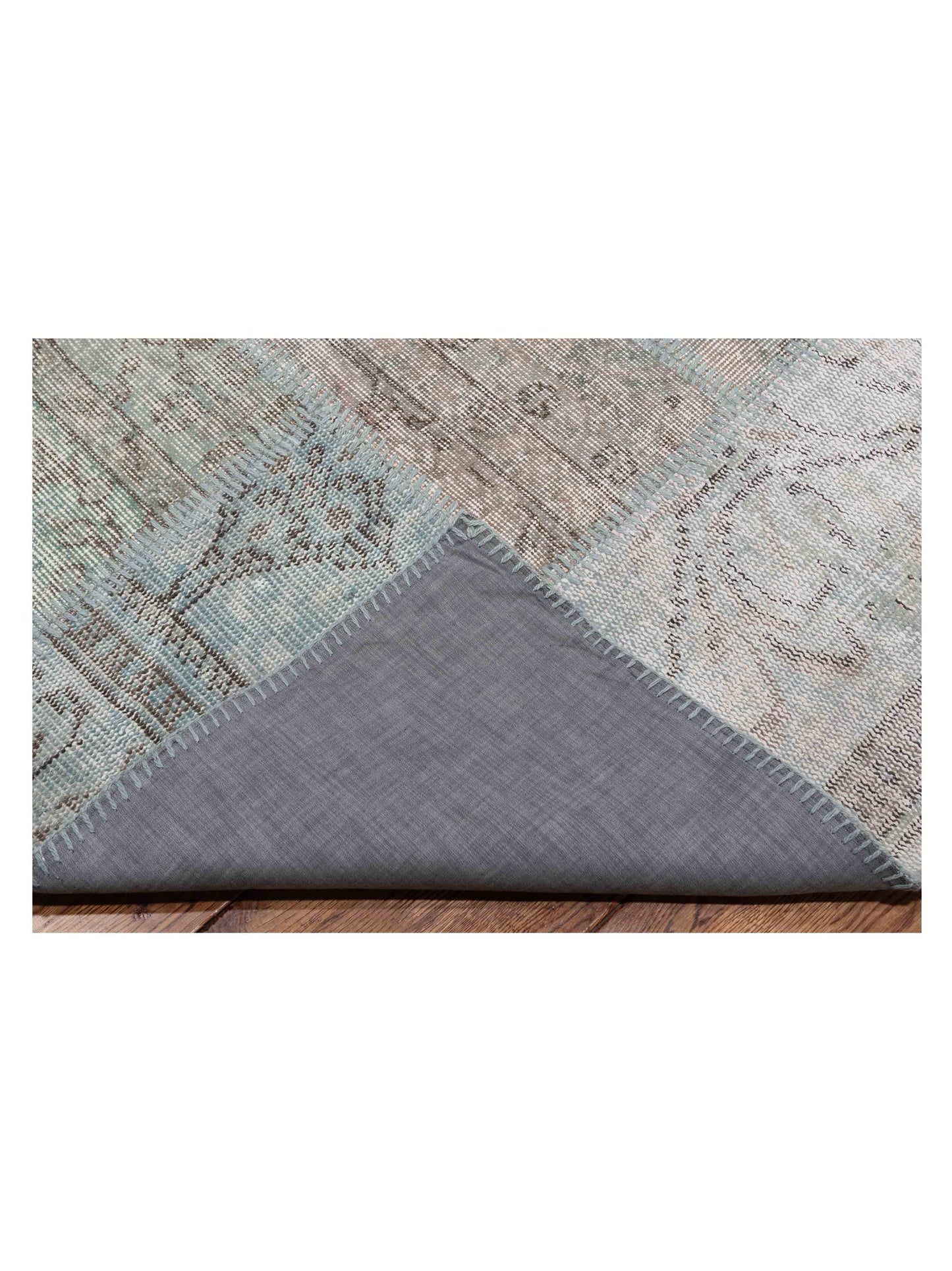 Turkish Vestige Patchwork 128985 Light Blue 9x12 Hand Knotted Rug