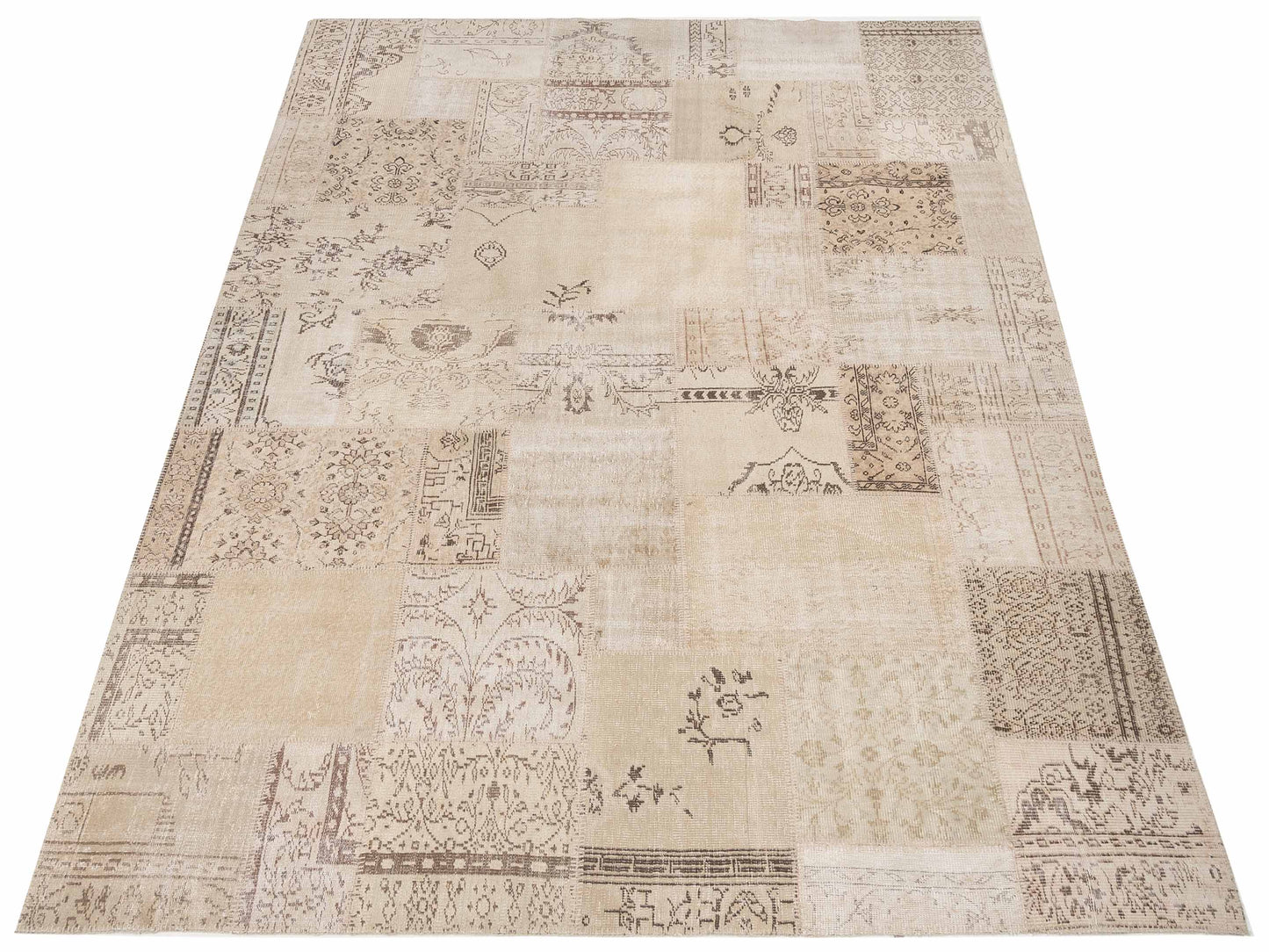 Turkish Vestige Patchwork 128986 Natural 9x12 Hand Knotted Rug