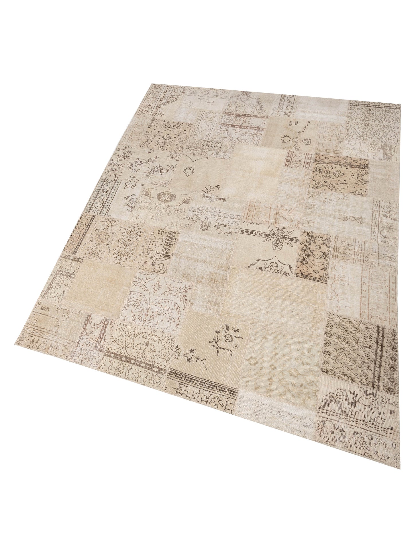Turkish Vestige Patchwork 128986 Natural 9x12 Hand Knotted Rug