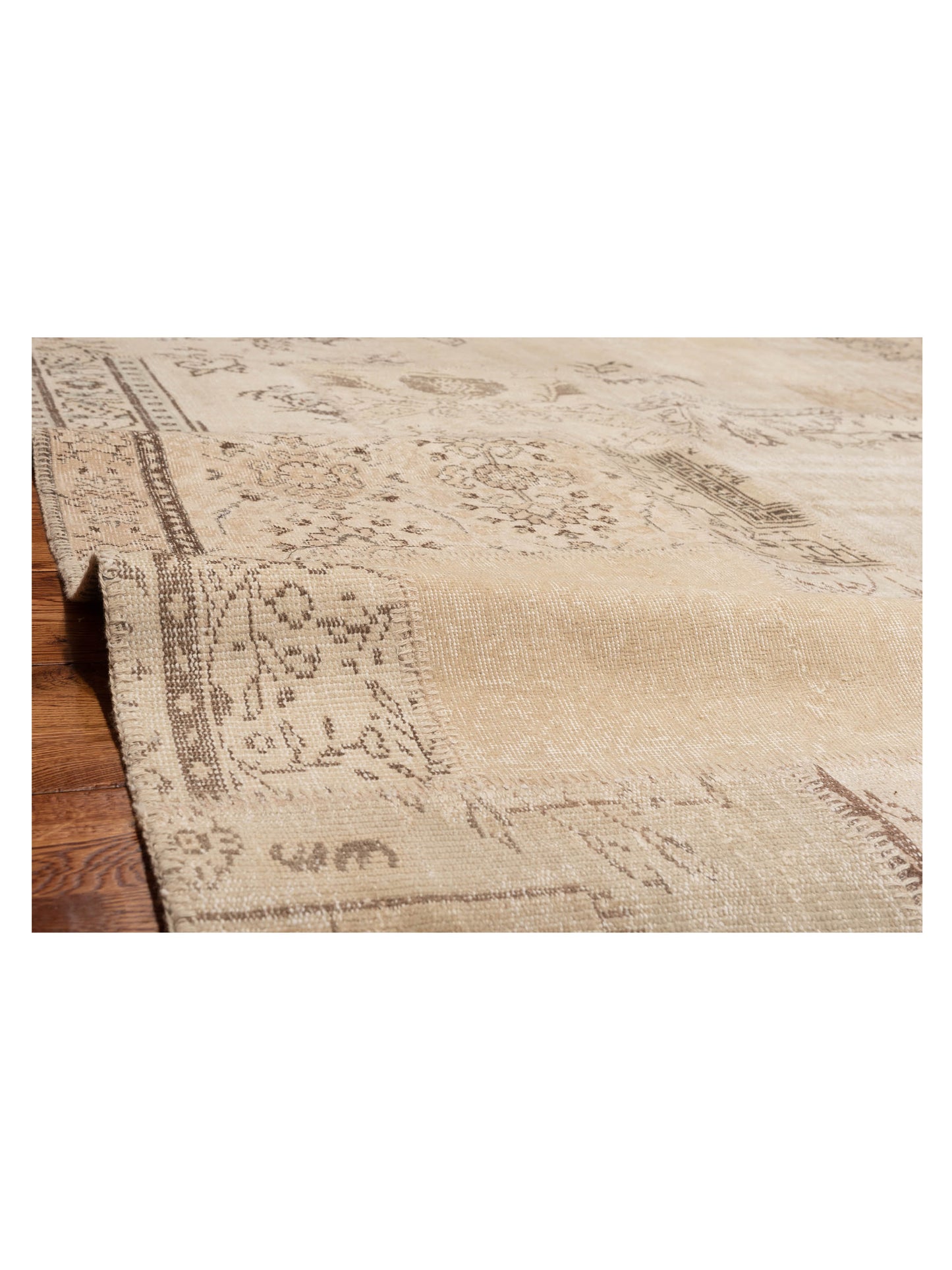 Turkish Vestige Patchwork 128986 Natural 9x12 Hand Knotted Rug