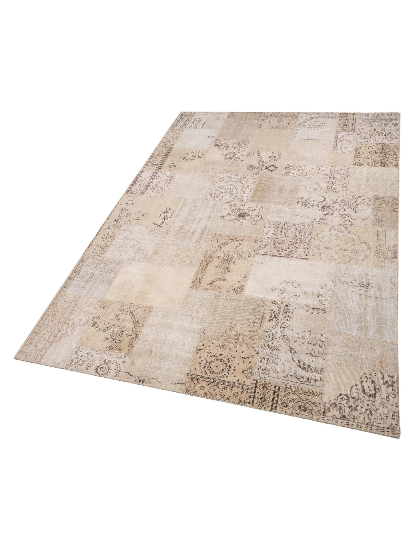 Turkish Vestige Patchwork 128994 Natural 10x14 Hand Knotted Rug