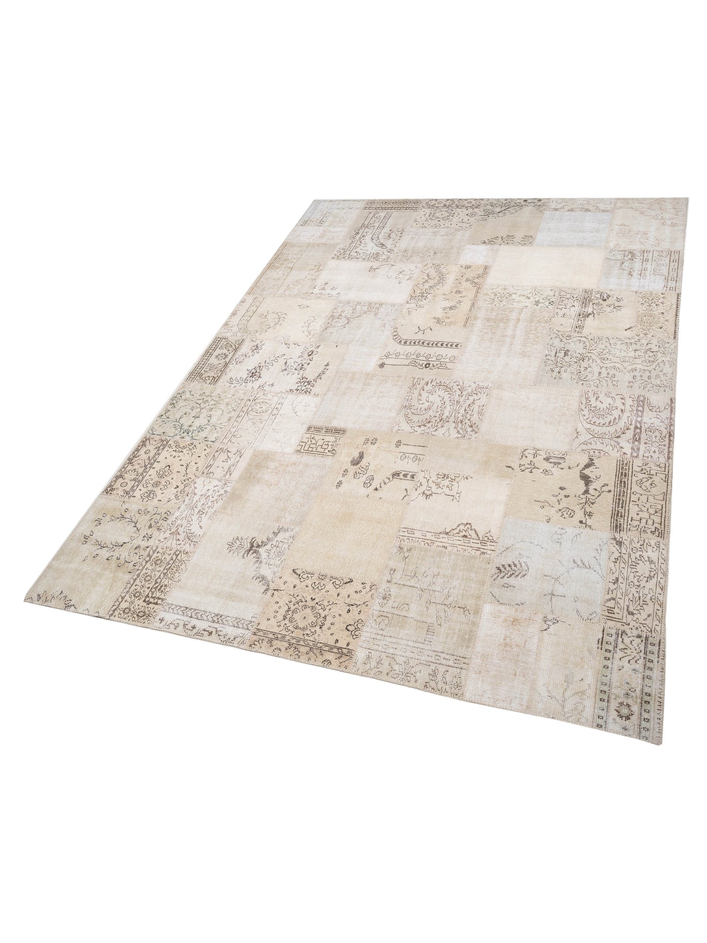 Turkish Vestige Patchwork 128997 Natural 10x14 Hand Knotted Rug