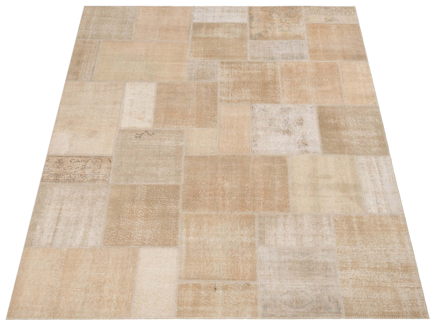 Turkish Vestige Patchwork 129001 Natural 8x10 Hand Knotted Rug