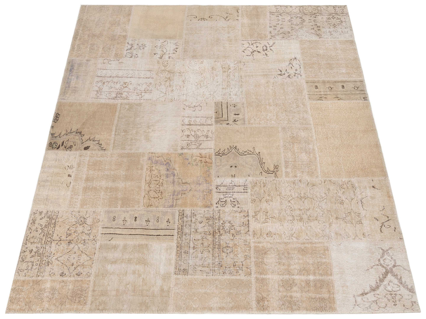 Turkish Vestige Patchwork 129002 Natural 8x10 Hand Knotted Rug