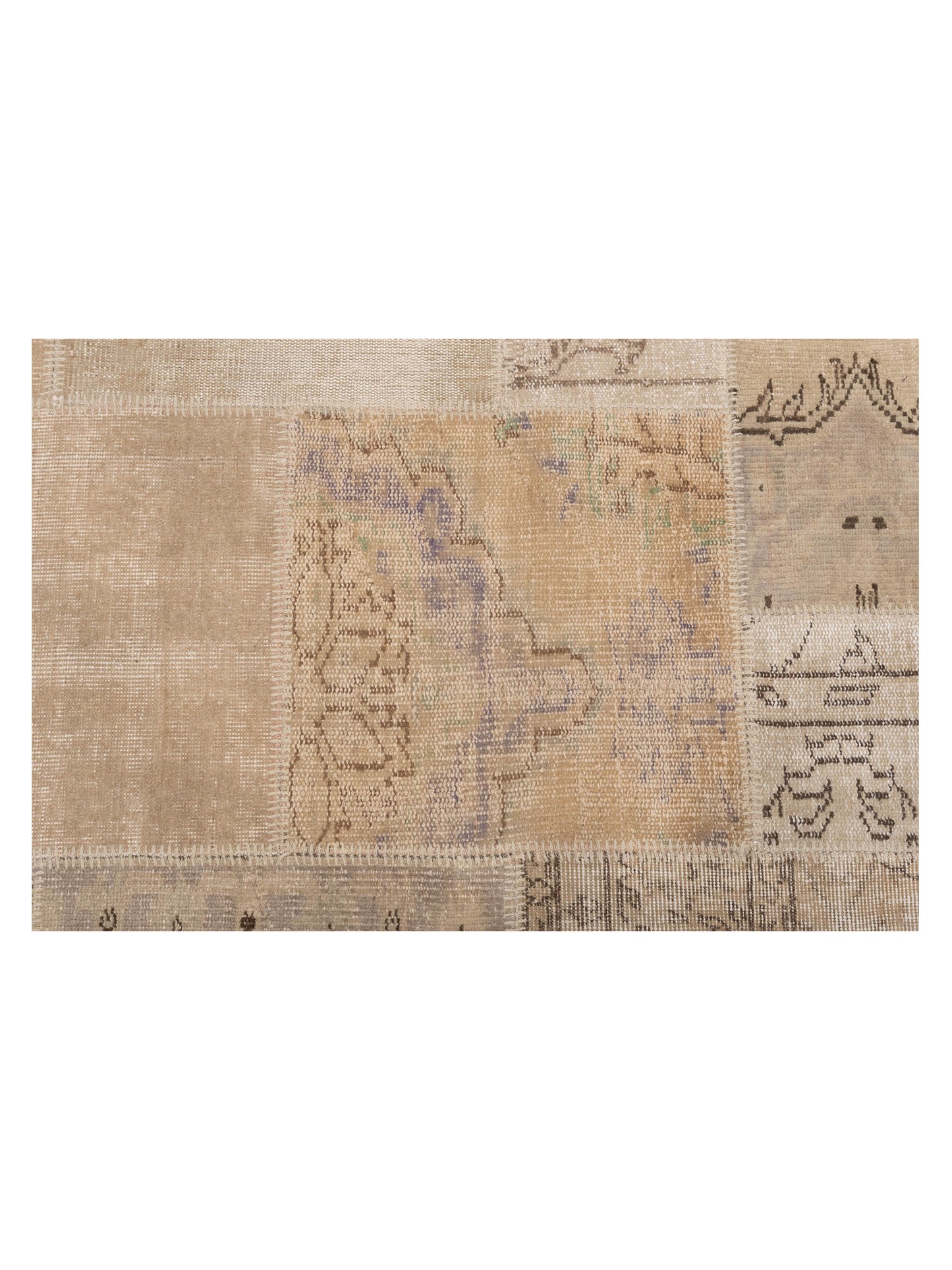 Turkish Vestige Patchwork 129002 Natural 8x10 Hand Knotted Rug