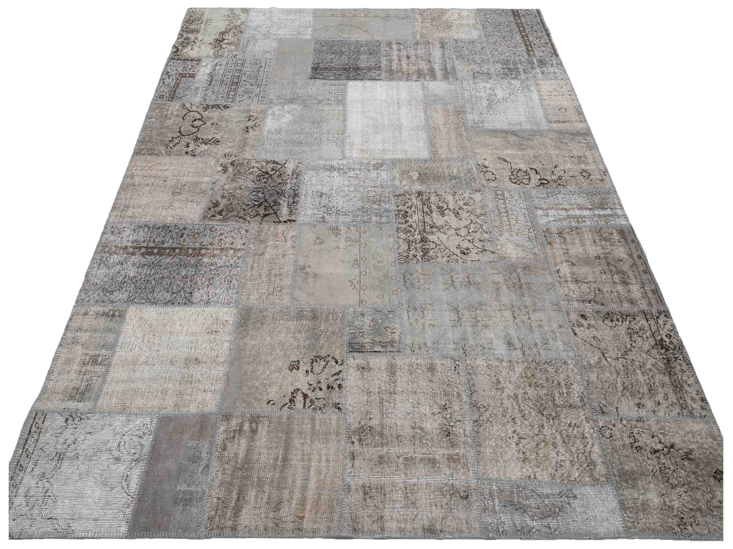 Turkish Vestige Patchwork 129006 Gray 9x12 Hand Knotted Rug