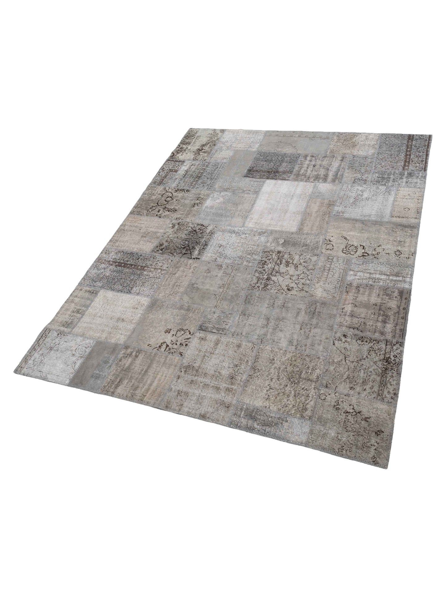 Turkish Vestige Patchwork 129006 Gray 9x12 Hand Knotted Rug