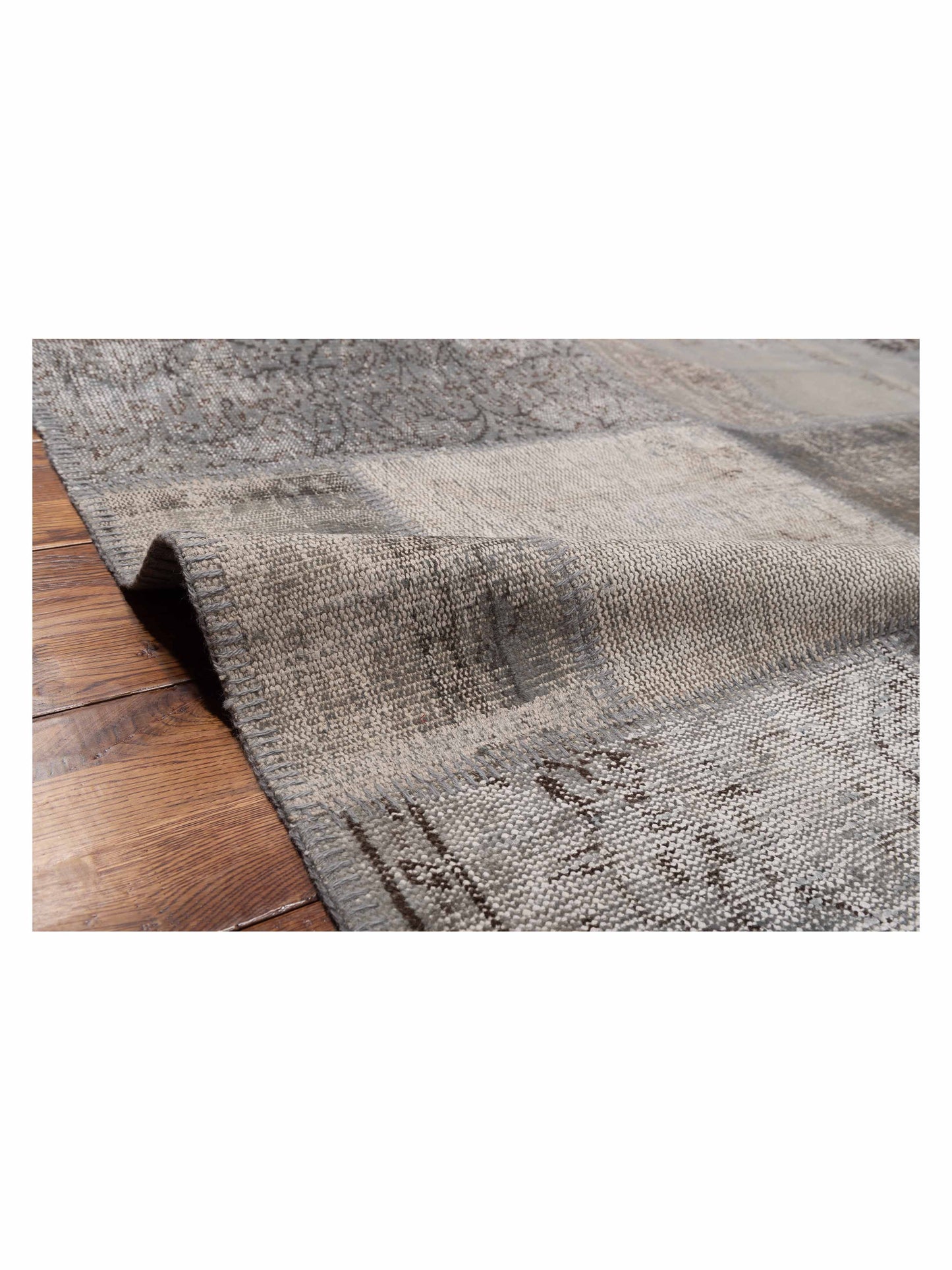 Turkish Vestige Patchwork 129006 Gray 9x12 Hand Knotted Rug