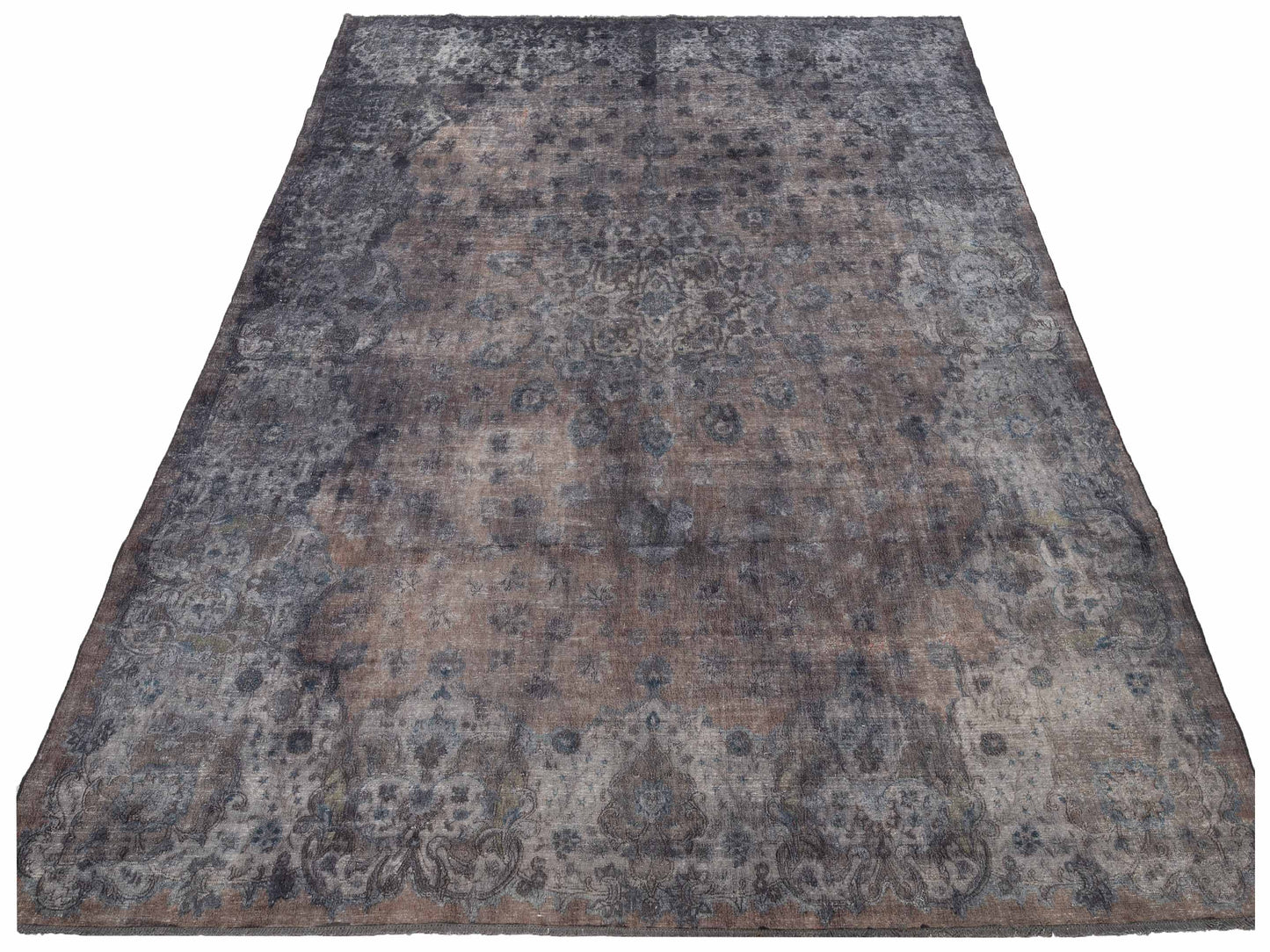 Vintage 129020 Dark Gray 9x12.1 Hand Knotted Rug