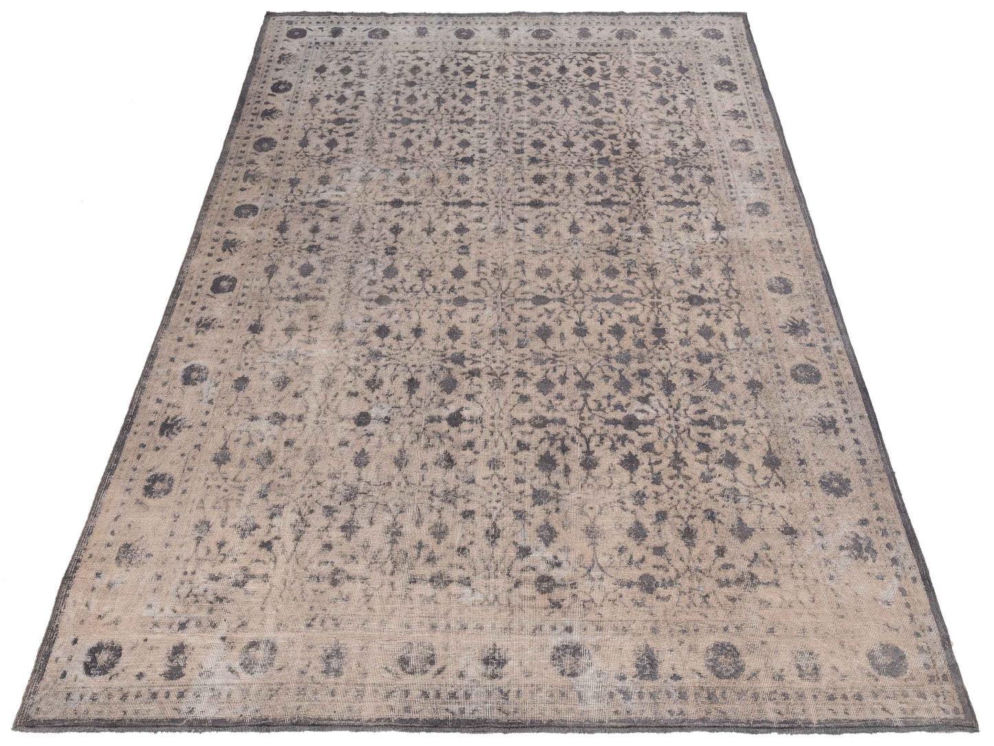 Vintage 129030 Silver Gray 8.1x12 Hand Knotted Rug