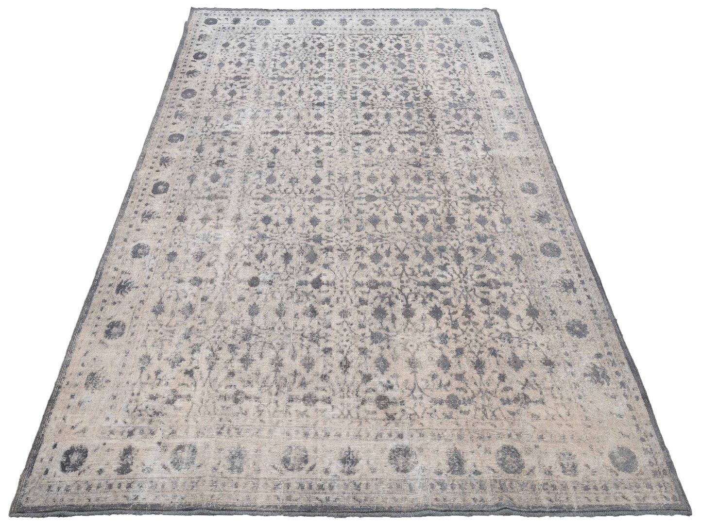 Vintage 129030 Silver Gray 8.1x12 Hand Knotted Rug