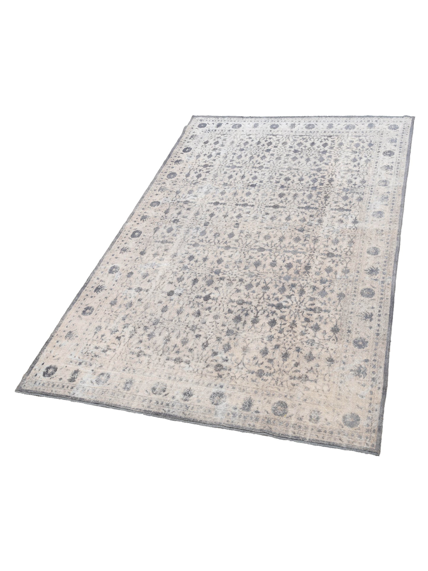 Vintage 129030 Silver Gray 8.1x12 Hand Knotted Rug