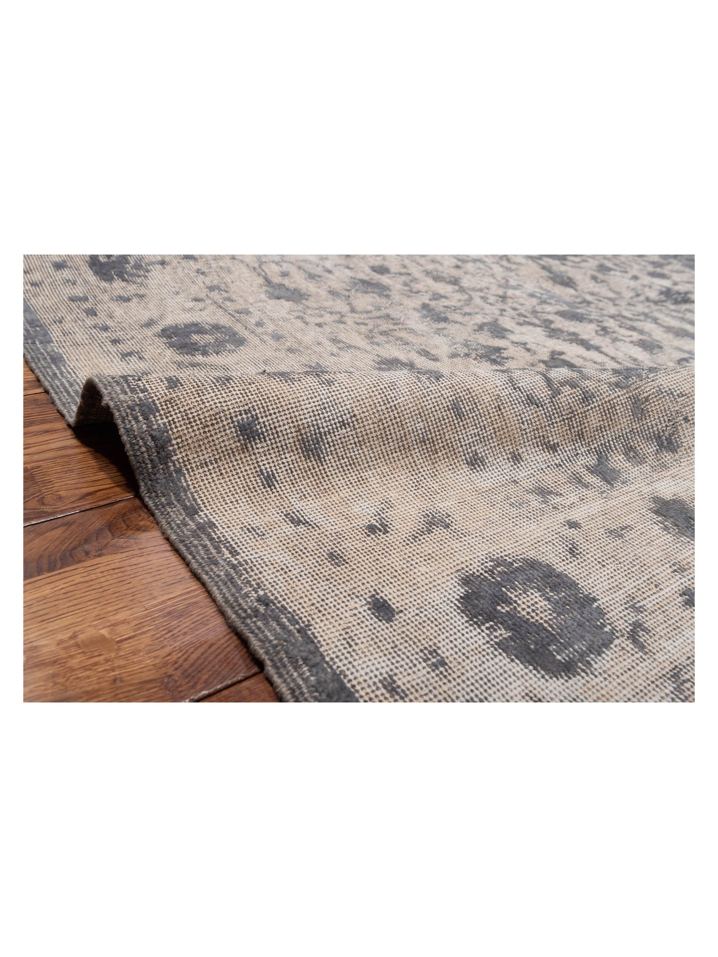 Vintage 129030 Silver Gray 8.1x12 Hand Knotted Rug