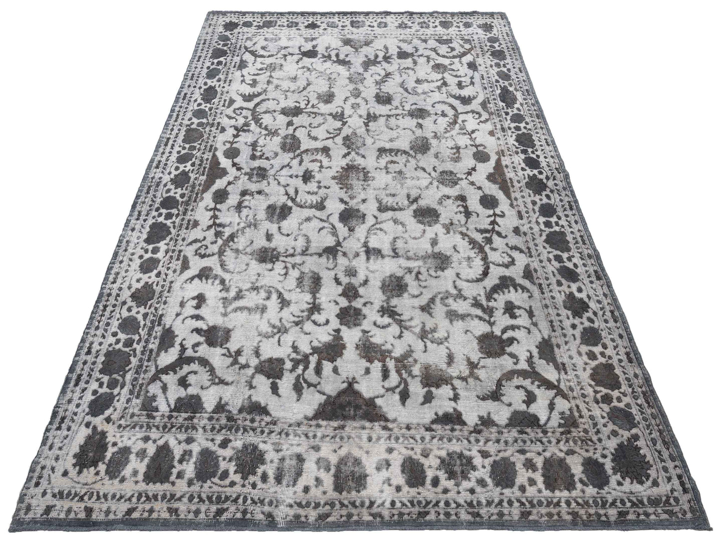 Vintage 129031 Silver Gray 8.3x12.9 Hand Knotted Rug