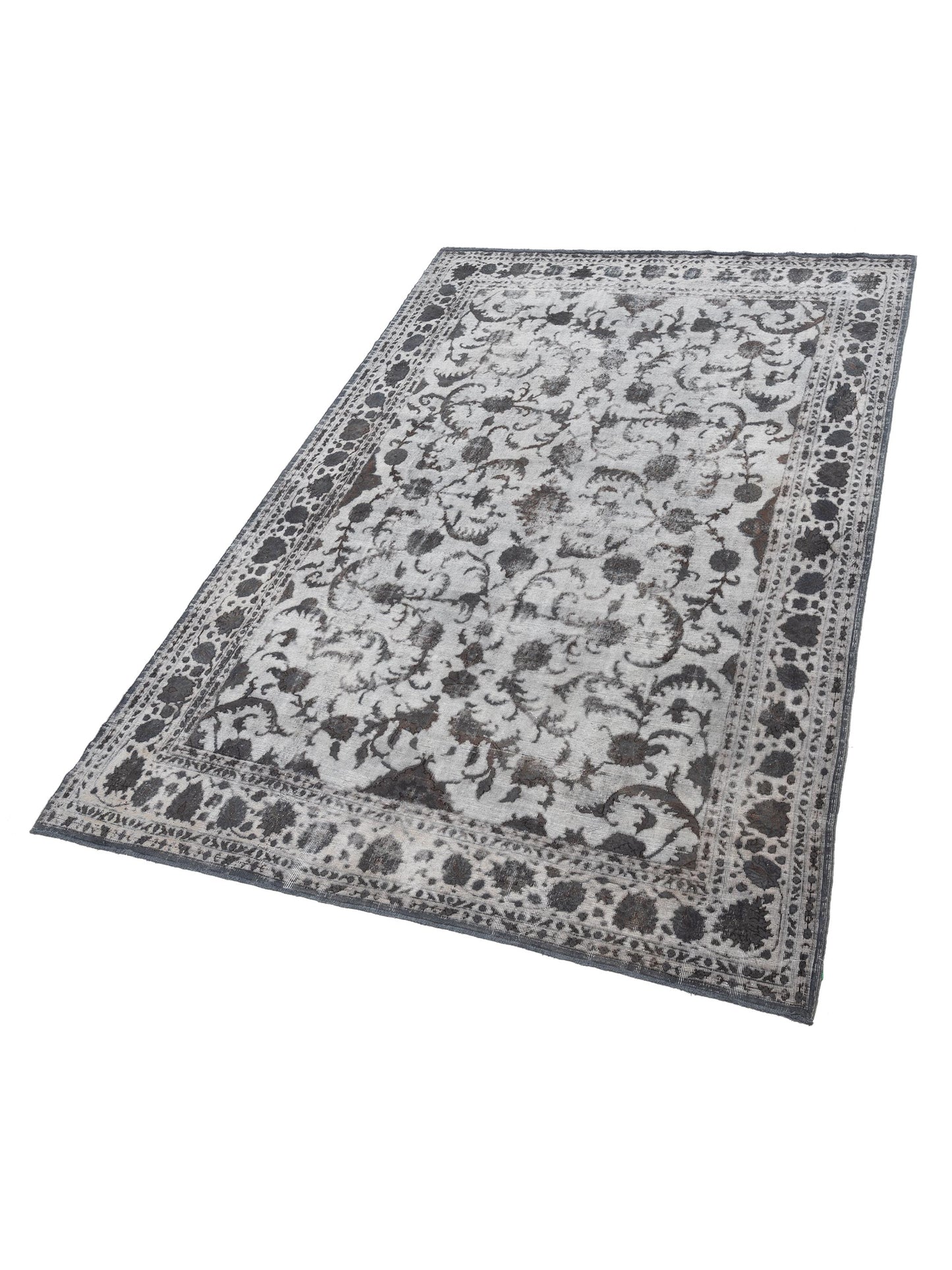 Vintage 129031 Silver Gray 8.3x12.9 Hand Knotted Rug