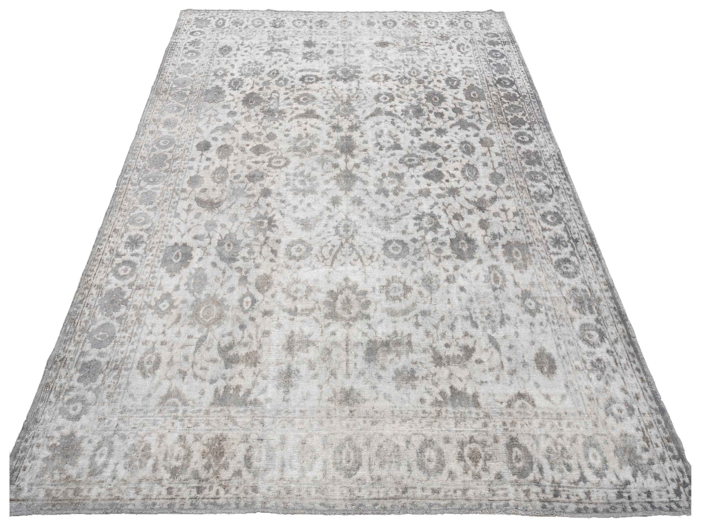 Vintage 129032 Silver 8.10x12.2 Hand Knotted Rug