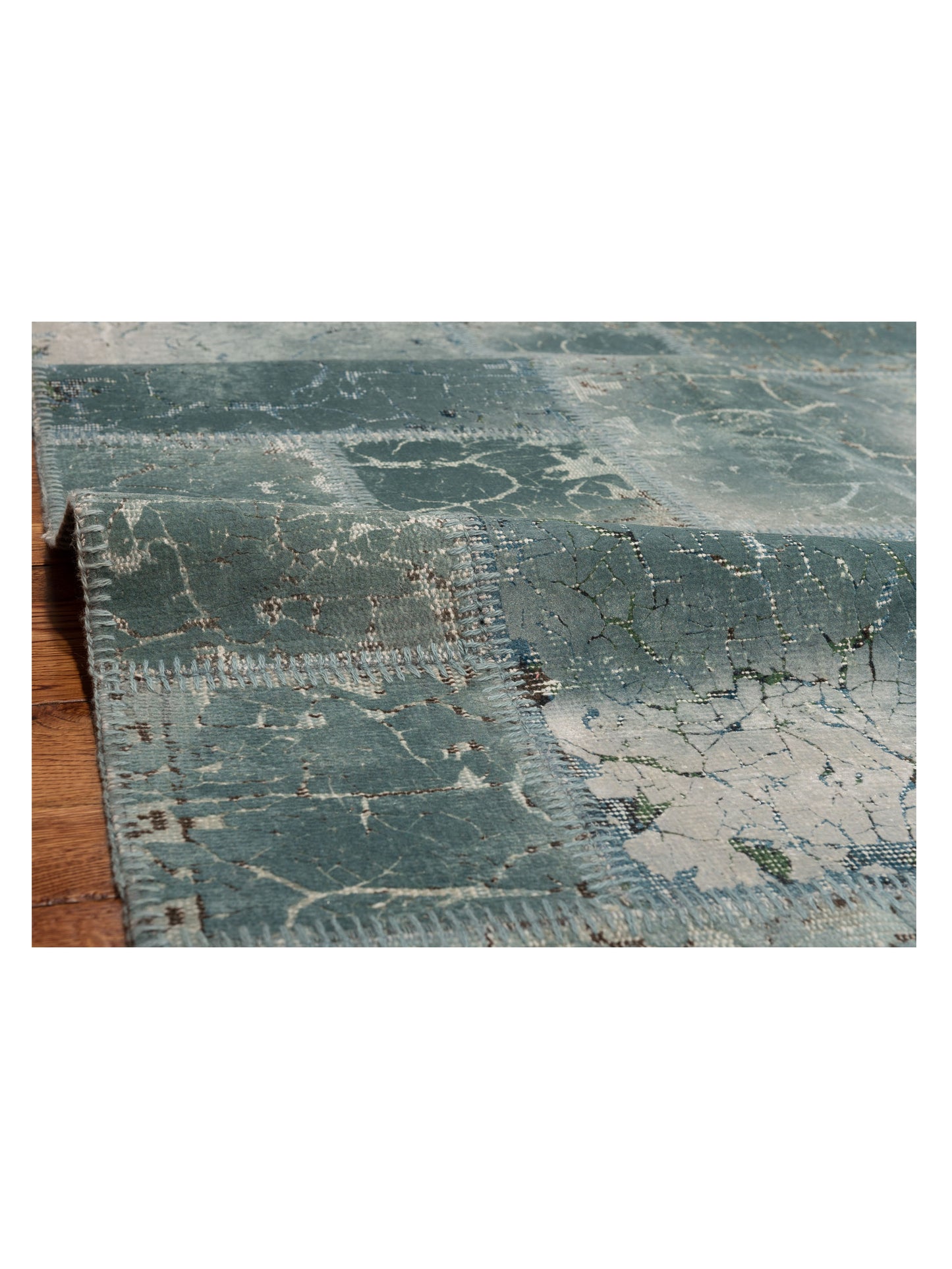 Turkish Vestige Patchwork 129037 Blue 8.3x9.10 Hand Knotted Rug