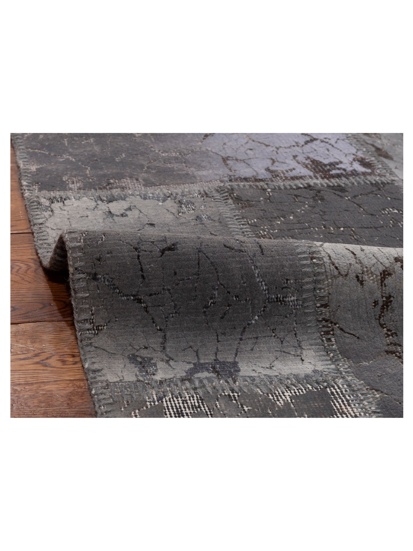 Turkish Vestige Patchwork 129041 Gray 8.3x9.10 Hand Knotted Rug