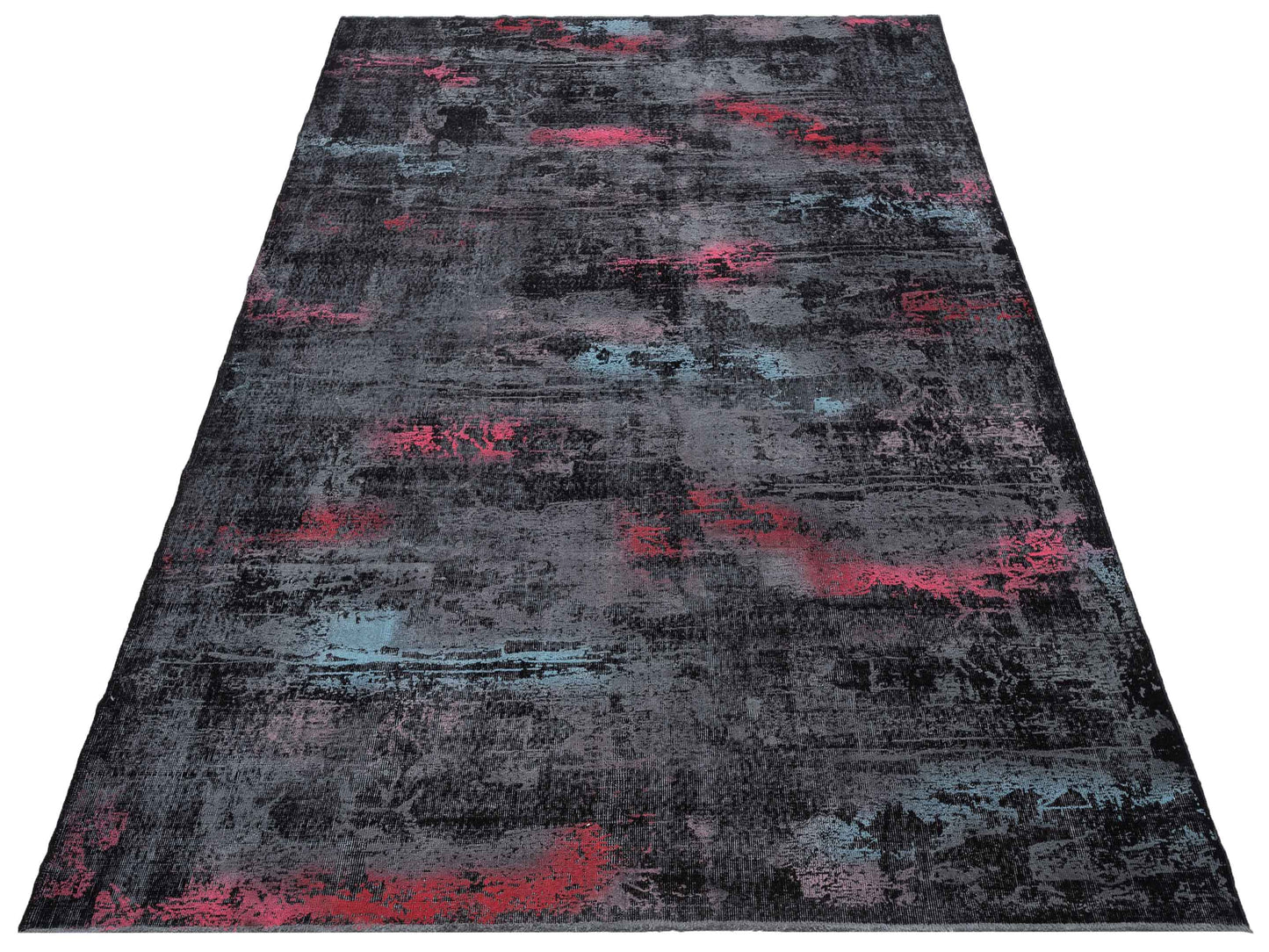 Vintage 129047 Black Gray 8x11.2 Hand Knotted Rug