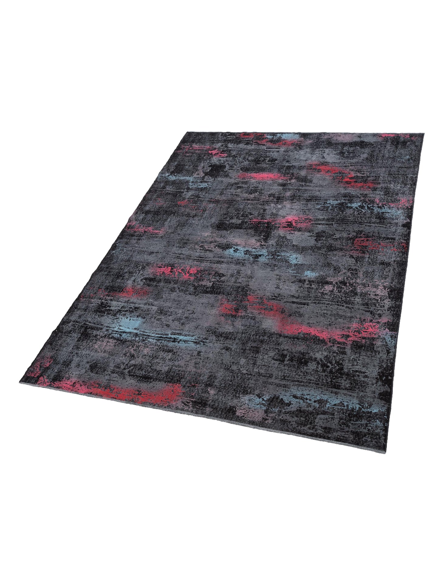 Vintage 129047 Black Gray 8x11.2 Hand Knotted Rug