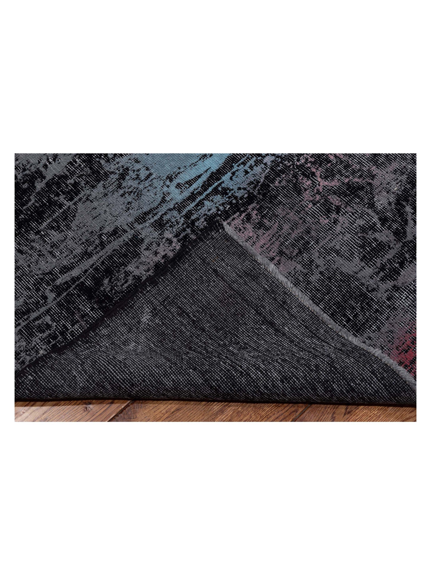 Vintage 129047 Black Gray 8x11.2 Hand Knotted Rug