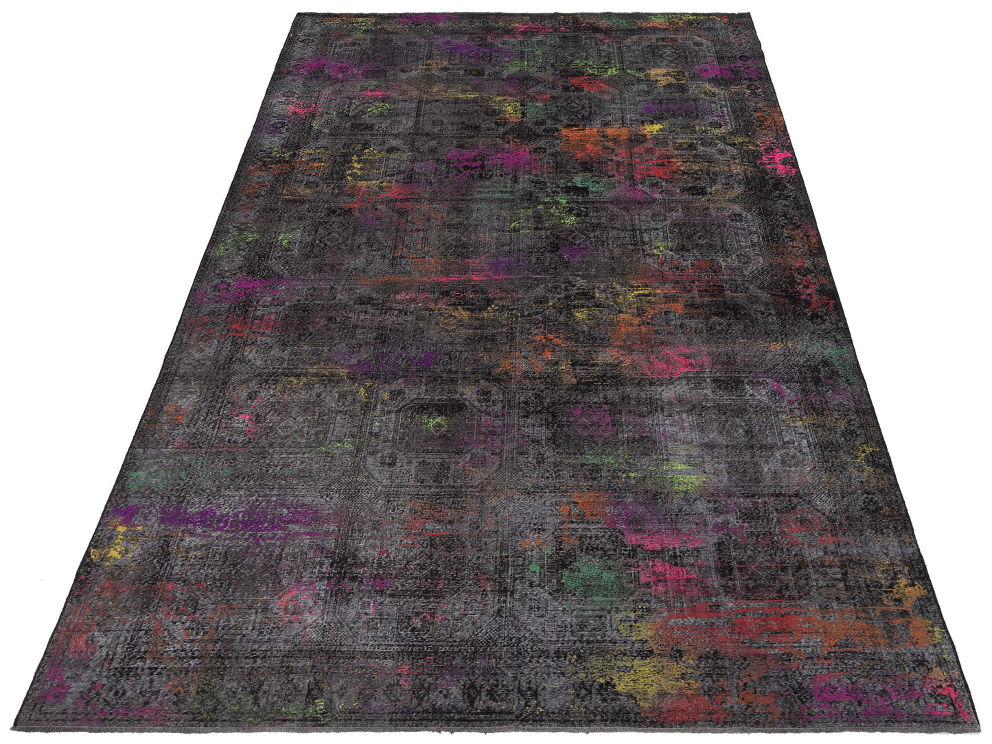 Vintage 129050 Black 8.5x13.3 Hand Knotted Rug
