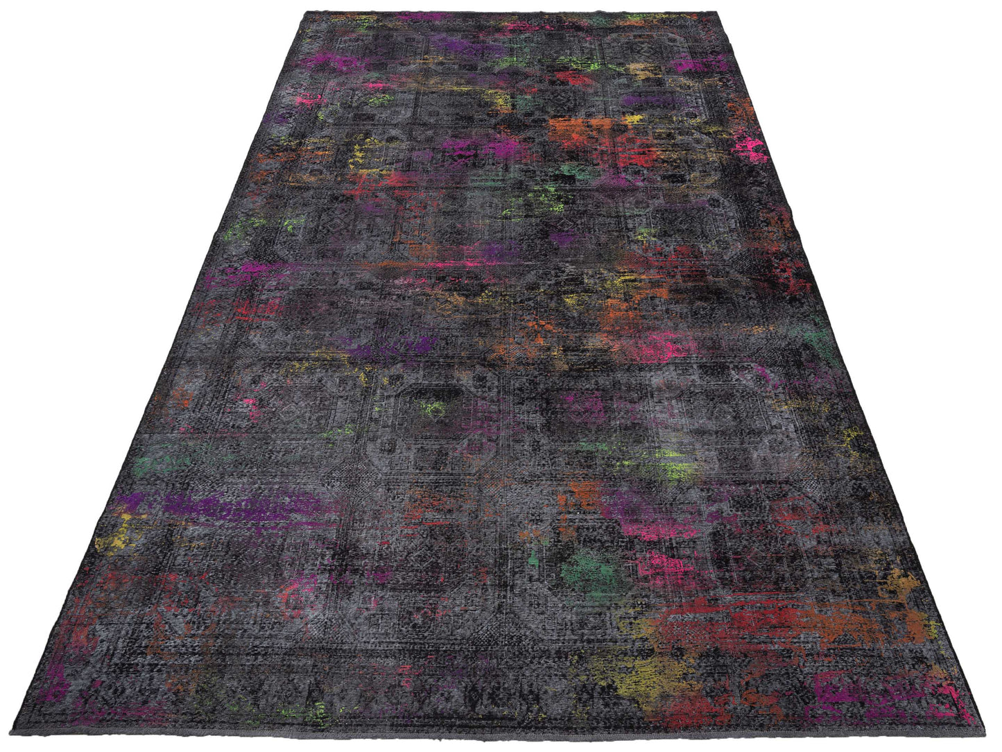 Vintage 129050 Black 8.5x13.3 Hand Knotted Rug