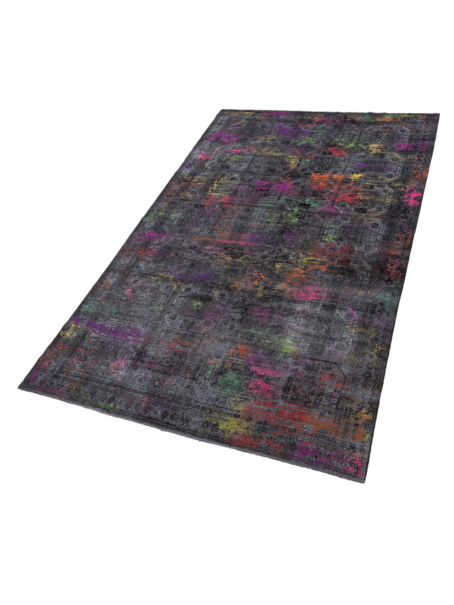 Vintage 129050 Black 8.5x13.3 Hand Knotted Rug