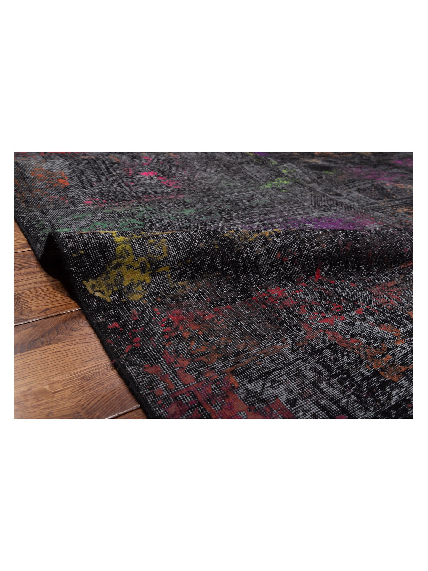Vintage 129050 Black 8.5x13.3 Hand Knotted Rug