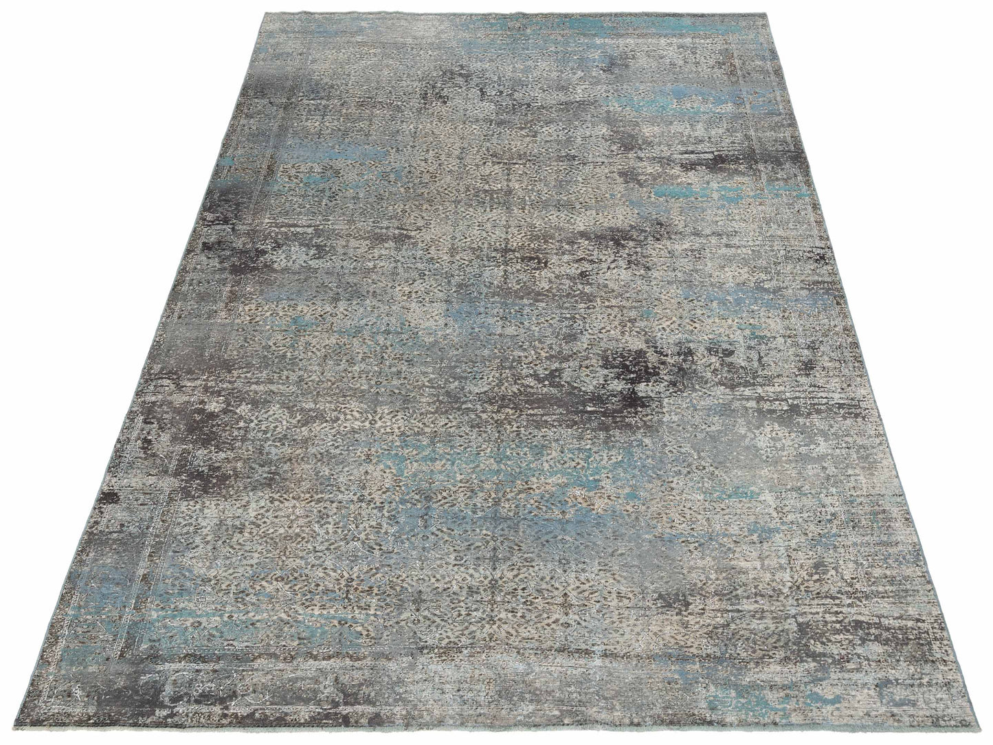 Vintage 129053 Silver Blue 8.5x11.9 Hand Knotted Rug