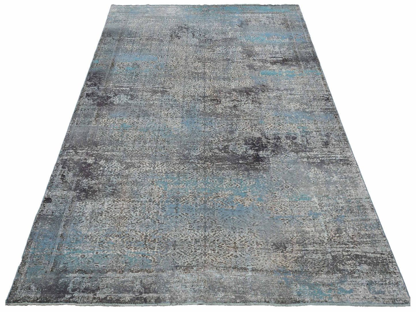 Vintage 129053 Silver Blue 8.5x11.9 Hand Knotted Rug