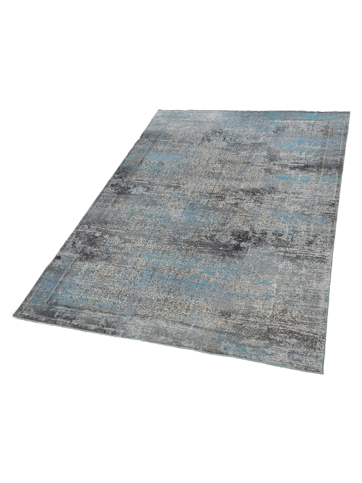 Vintage 129053 Silver Blue 8.5x11.9 Hand Knotted Rug