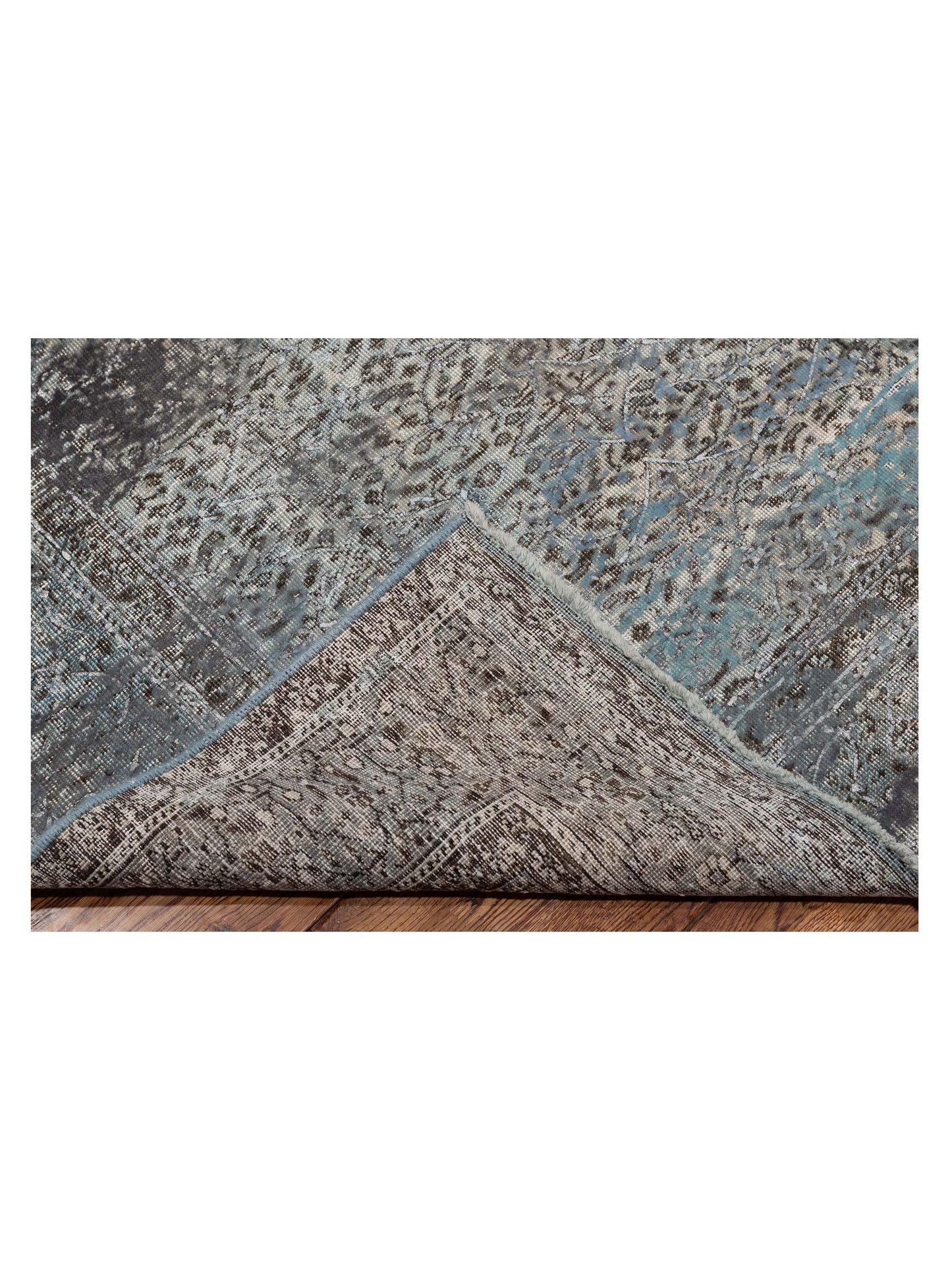 Vintage 129053 Silver Blue 8.5x11.9 Hand Knotted Rug