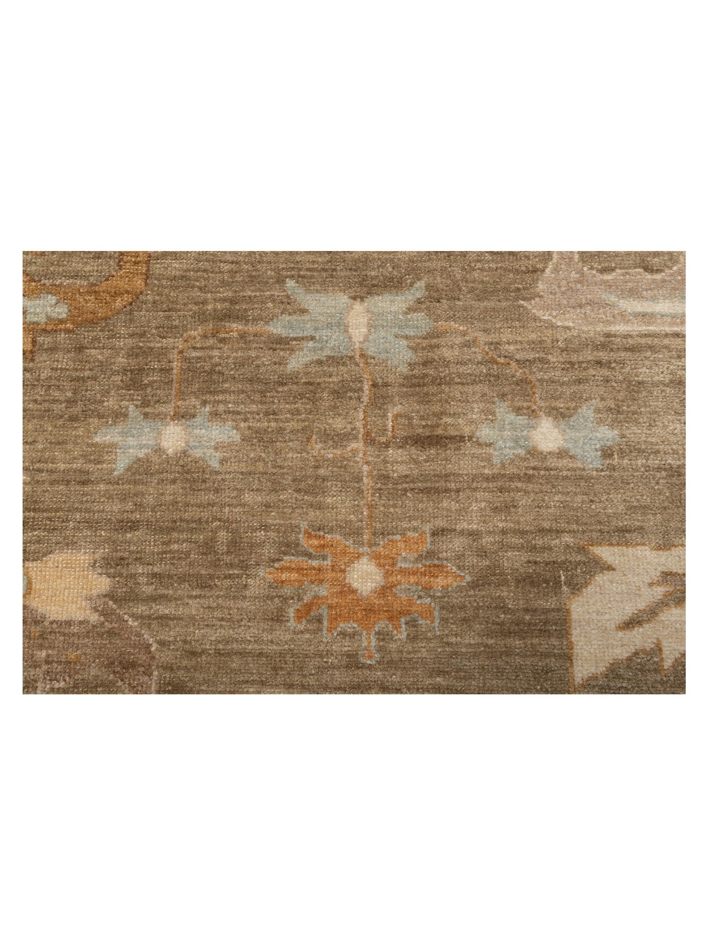 Angora Oushak 129073 Green Brown 13.5x16.8 Hand Knotted Rug