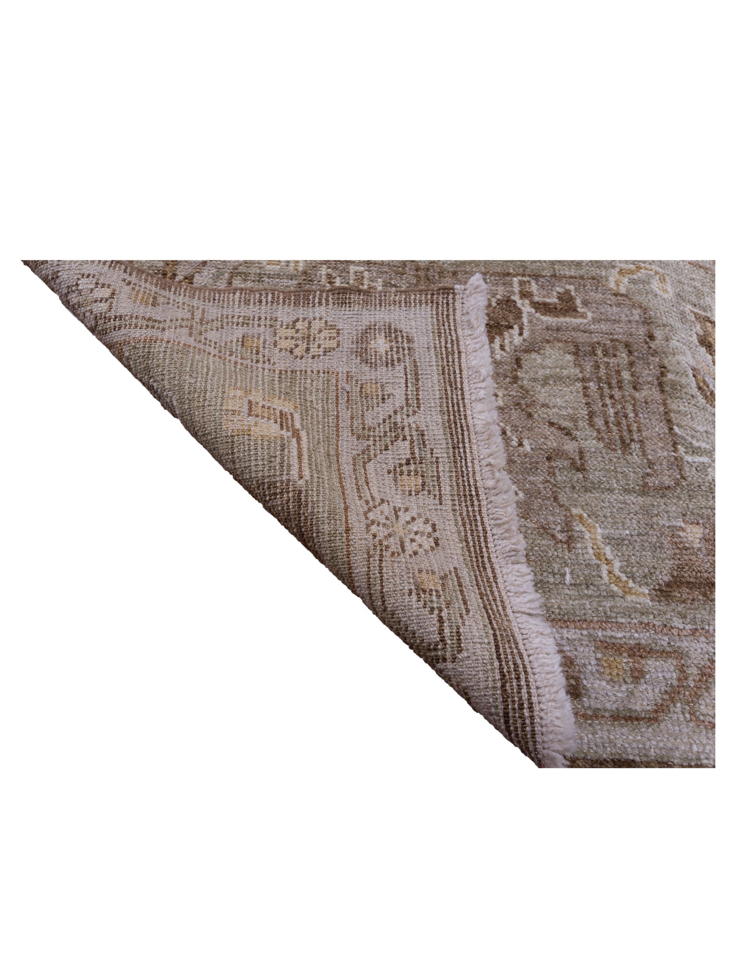 Angora Oushak 129086 Brown Green 12.8x18.1 Hand Knotted Rug