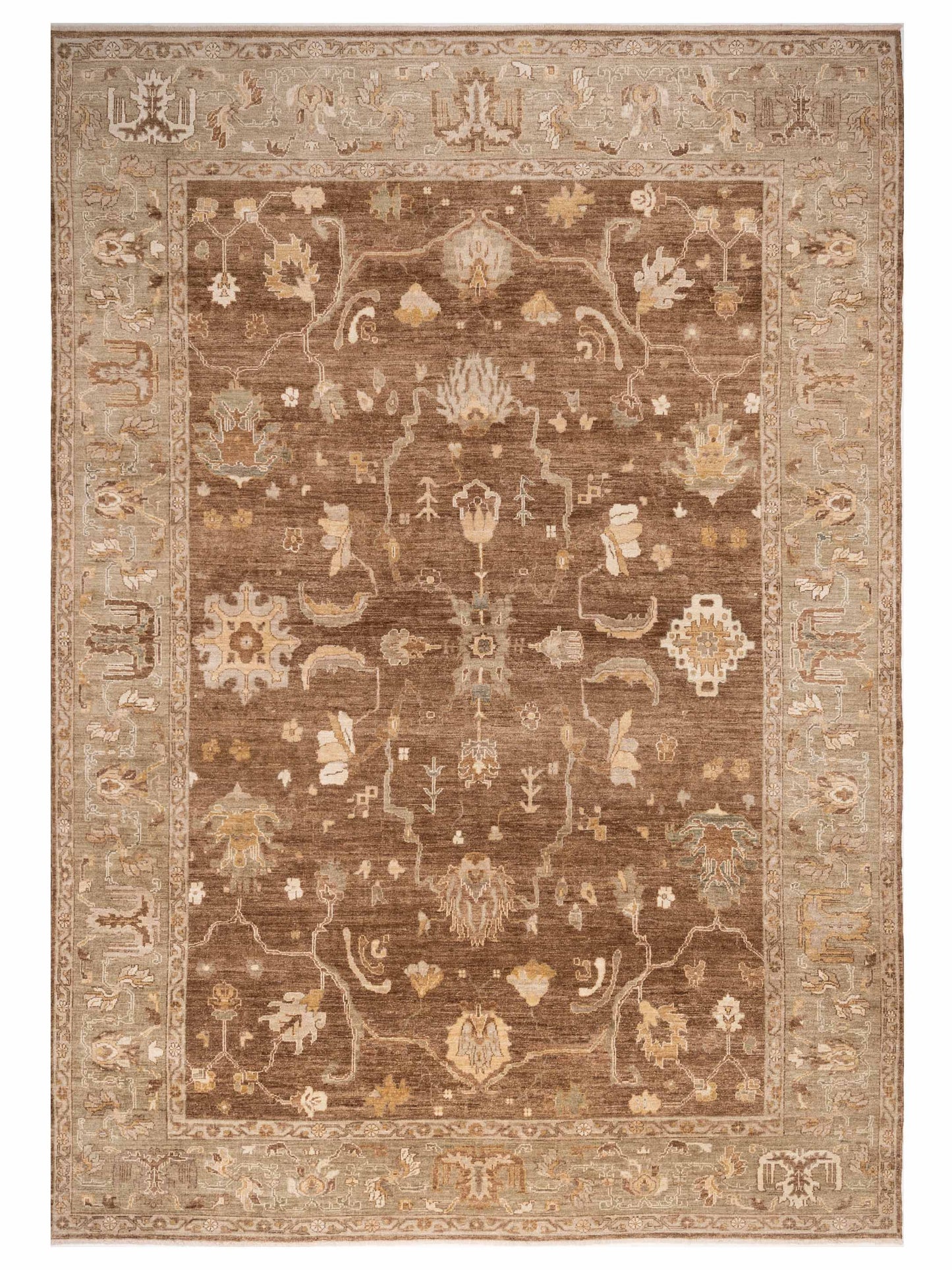 Anadol Angora Oushak Brown Green Traditional