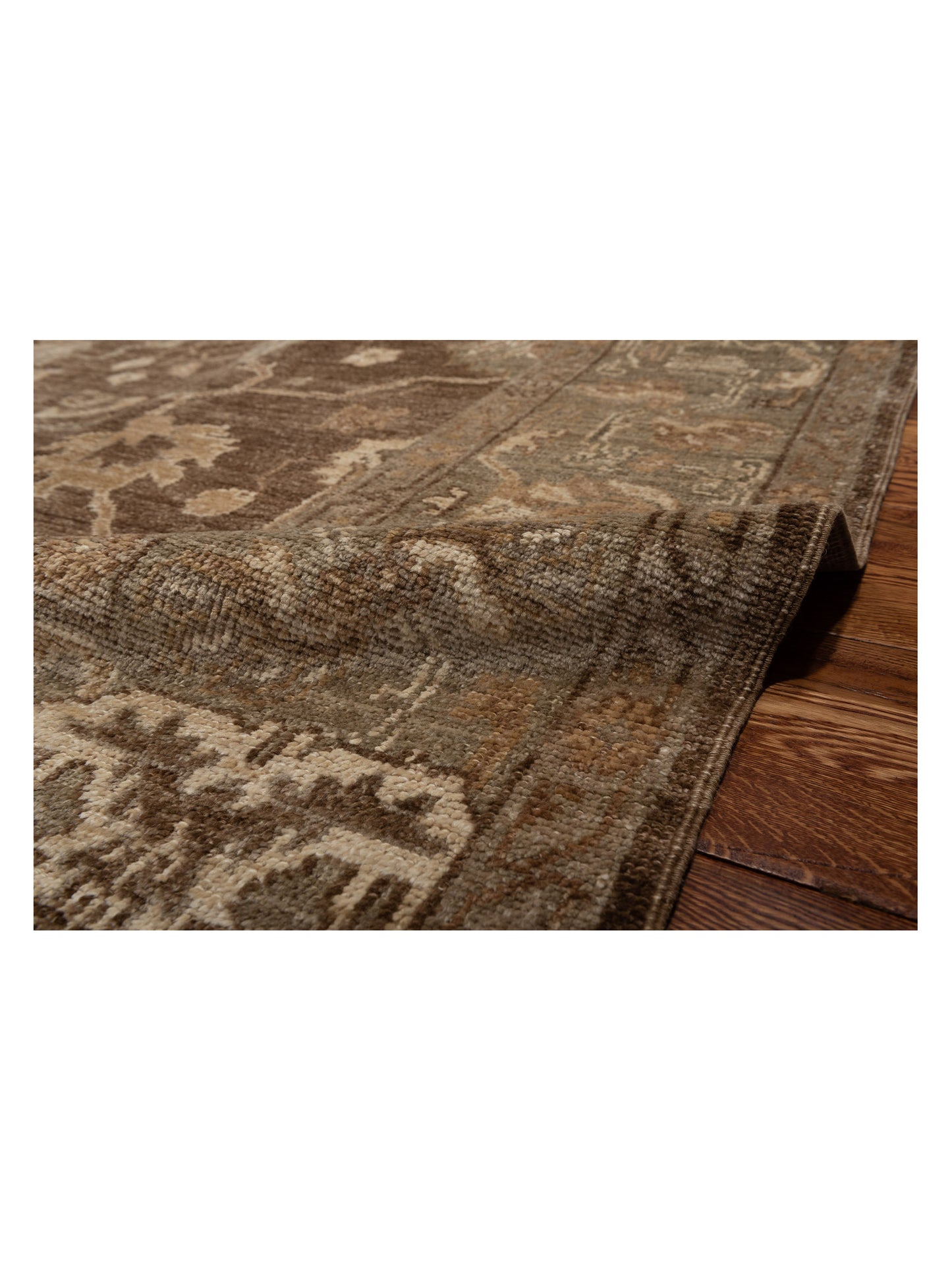 Angora Oushak 129160 Brown Green 9.2x11.3 Hand Knotted Rug