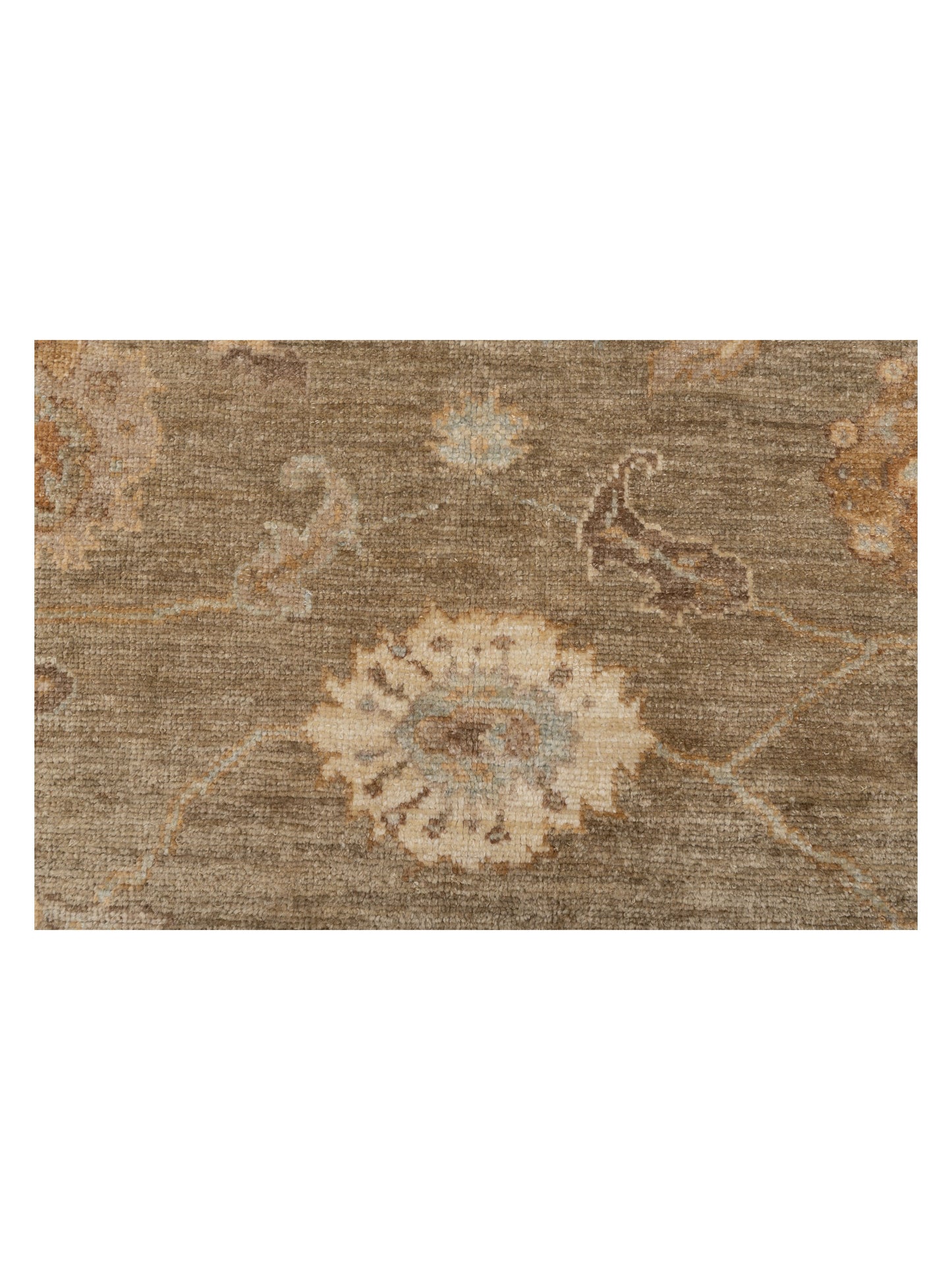 Angora Oushak 129255 Green Brown 6.3x9 Hand Knotted Rug