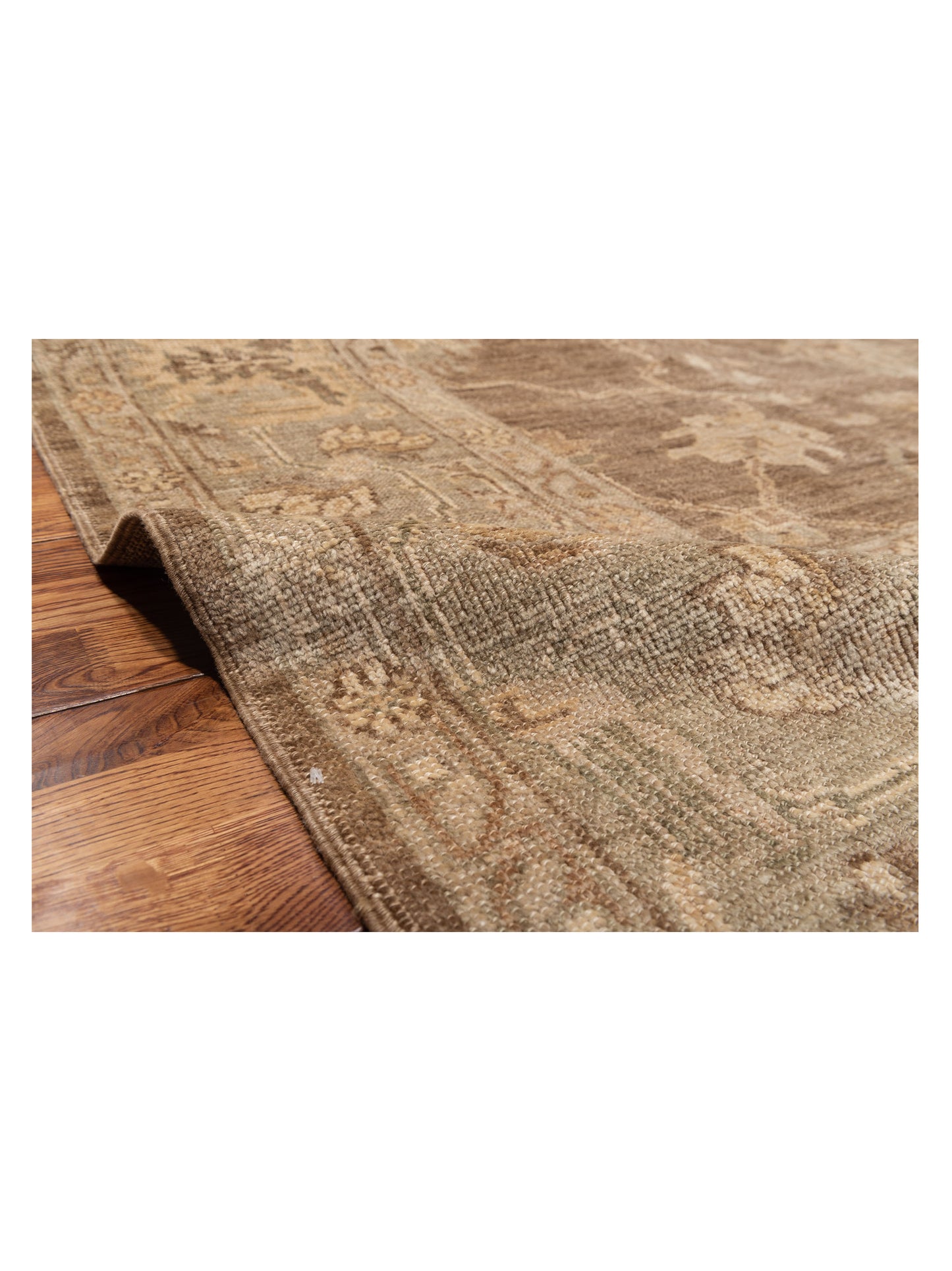 Angora Oushak 129265 Brown Green 8.3x9.9 Hand Knotted Rug