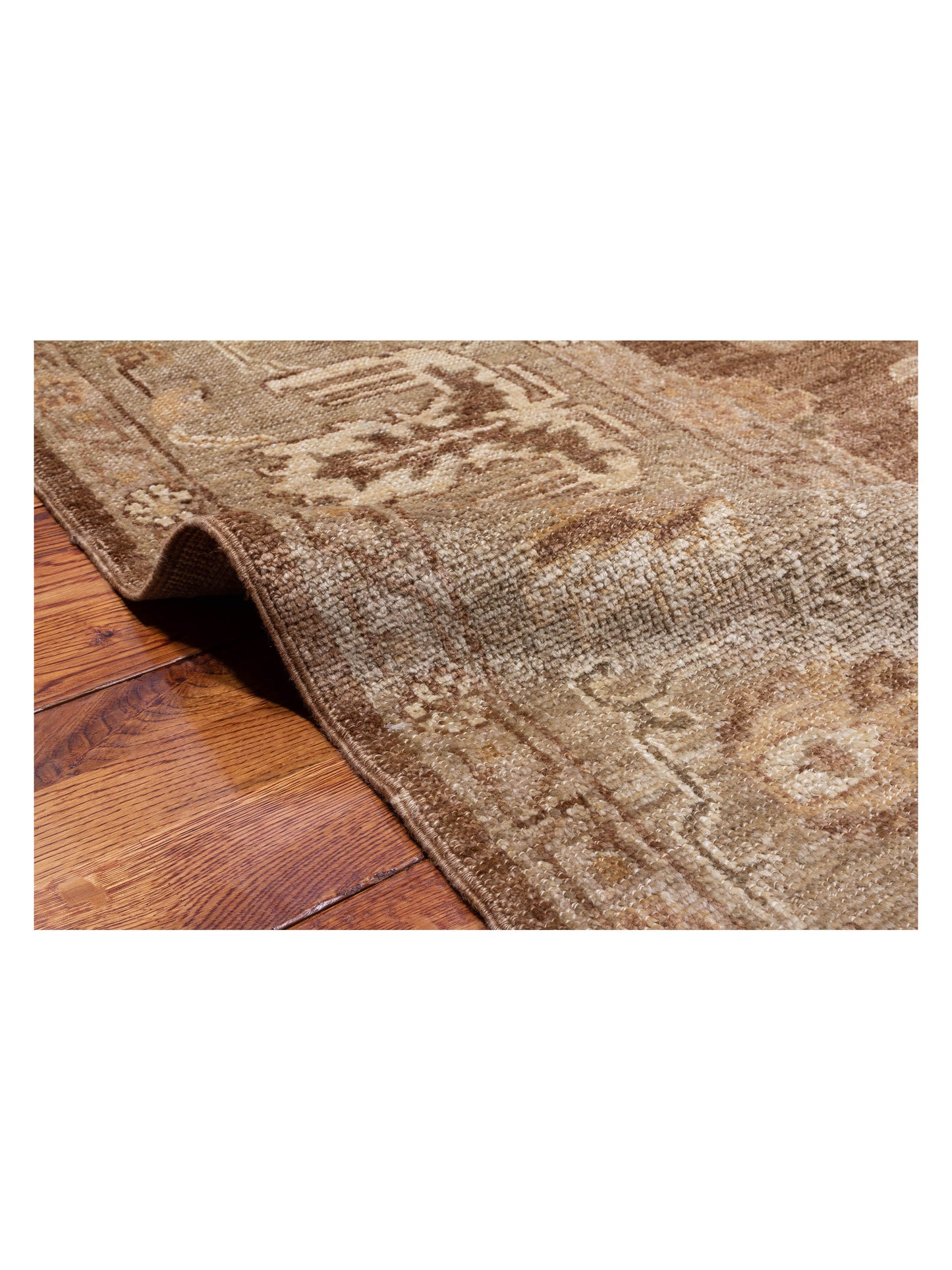 Angora Oushak 129266 Brown Green 10.1x12.10 Hand Knotted Rug