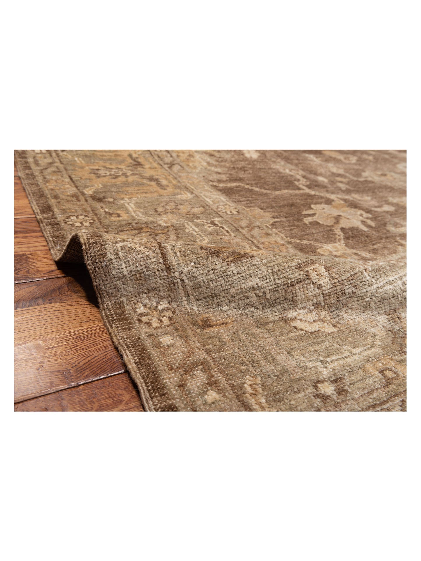 Angora Oushak 129271 Brown Green 8.5x9.3 Hand Knotted Rug