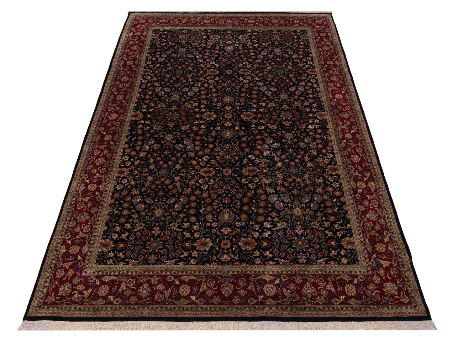 Hereke 129352 Navy Red 6.3x9.9 Hand Knotted Rug