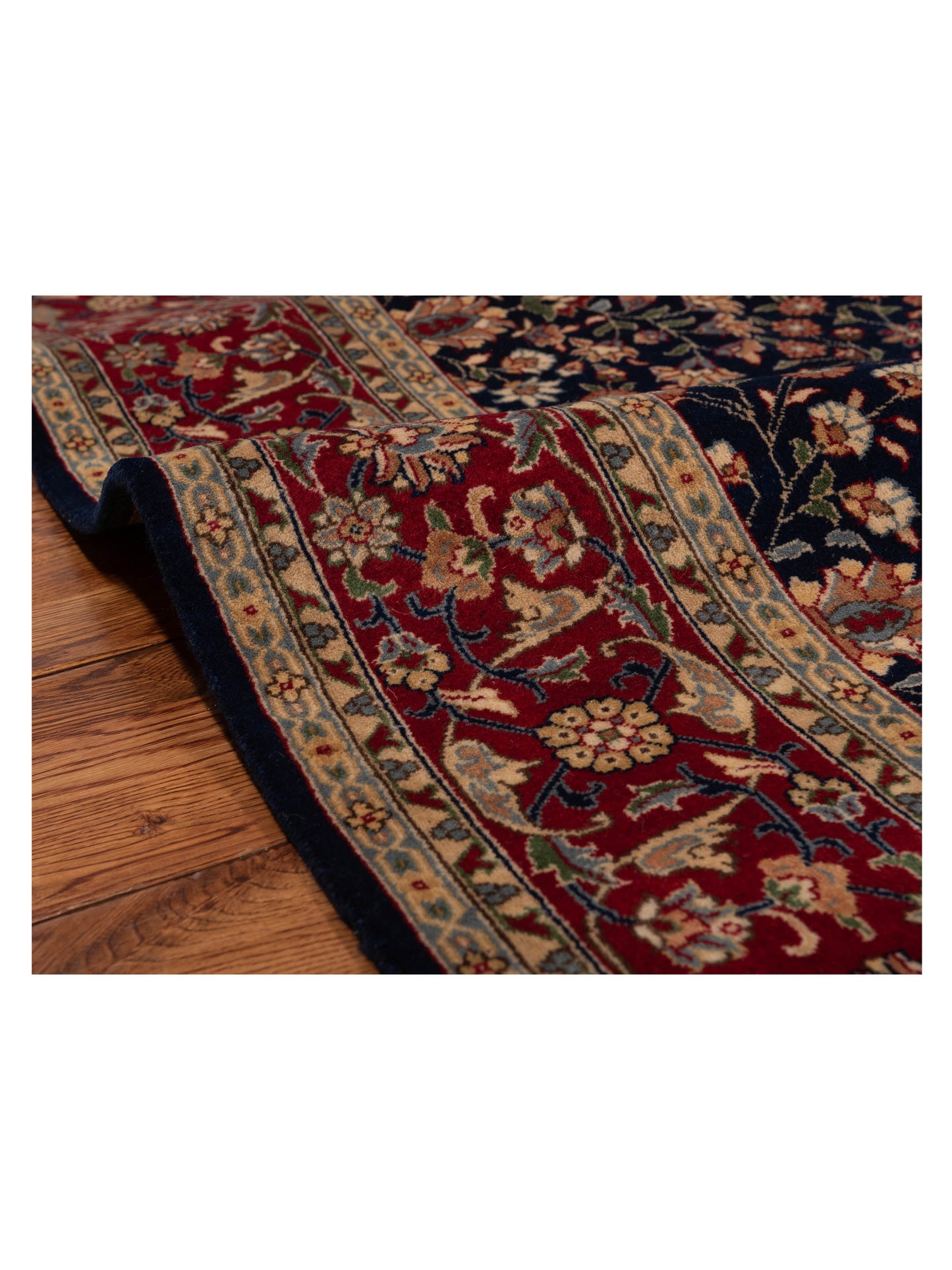 Hereke 129352 Navy Red 6.3x9.9 Hand Knotted Rug