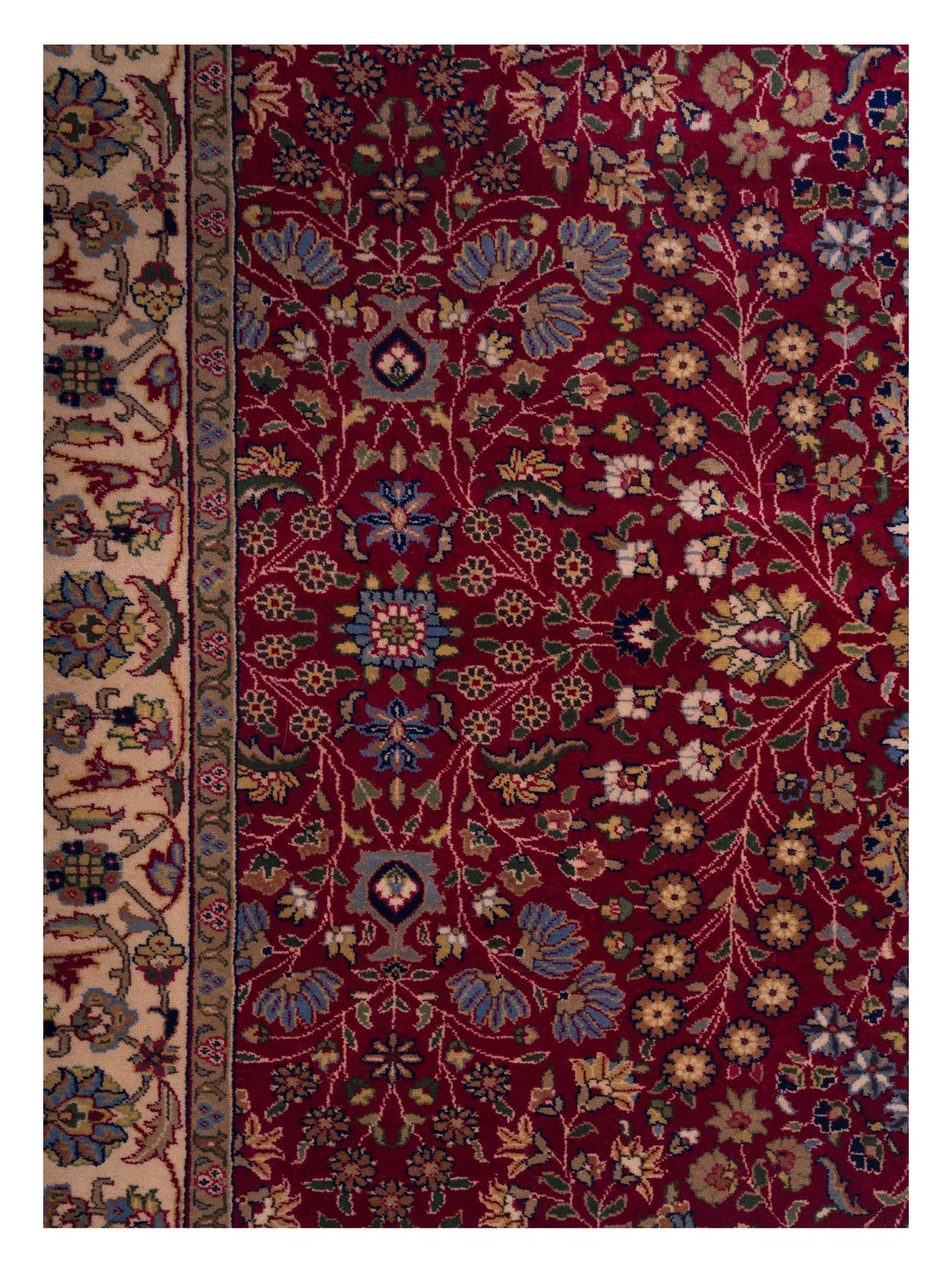 Hereke 129367 Red Ivory 4.10x4.11 Hand Knotted Rug