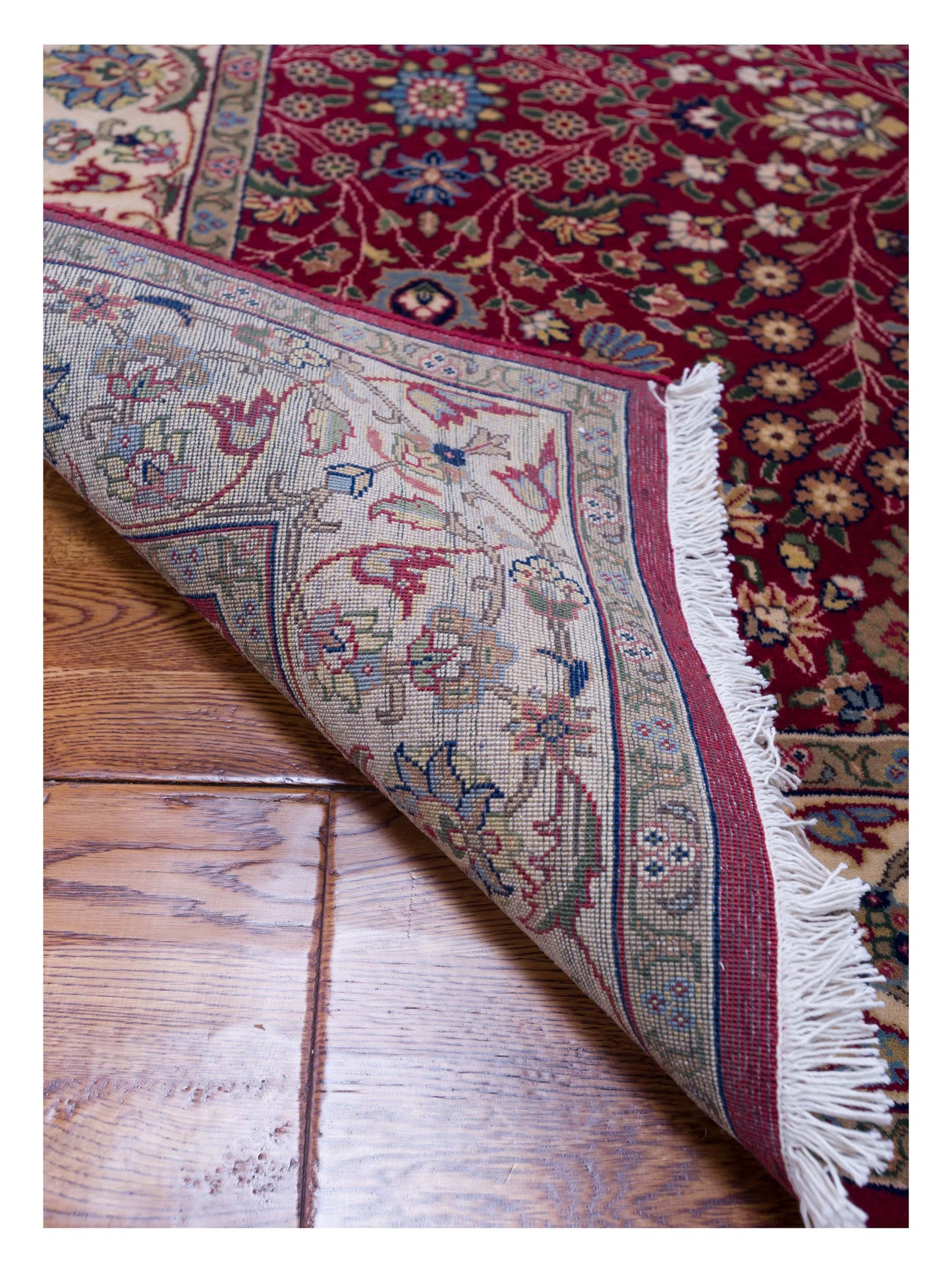 Hereke 129367 Red Ivory 4.10x4.11 Hand Knotted Rug