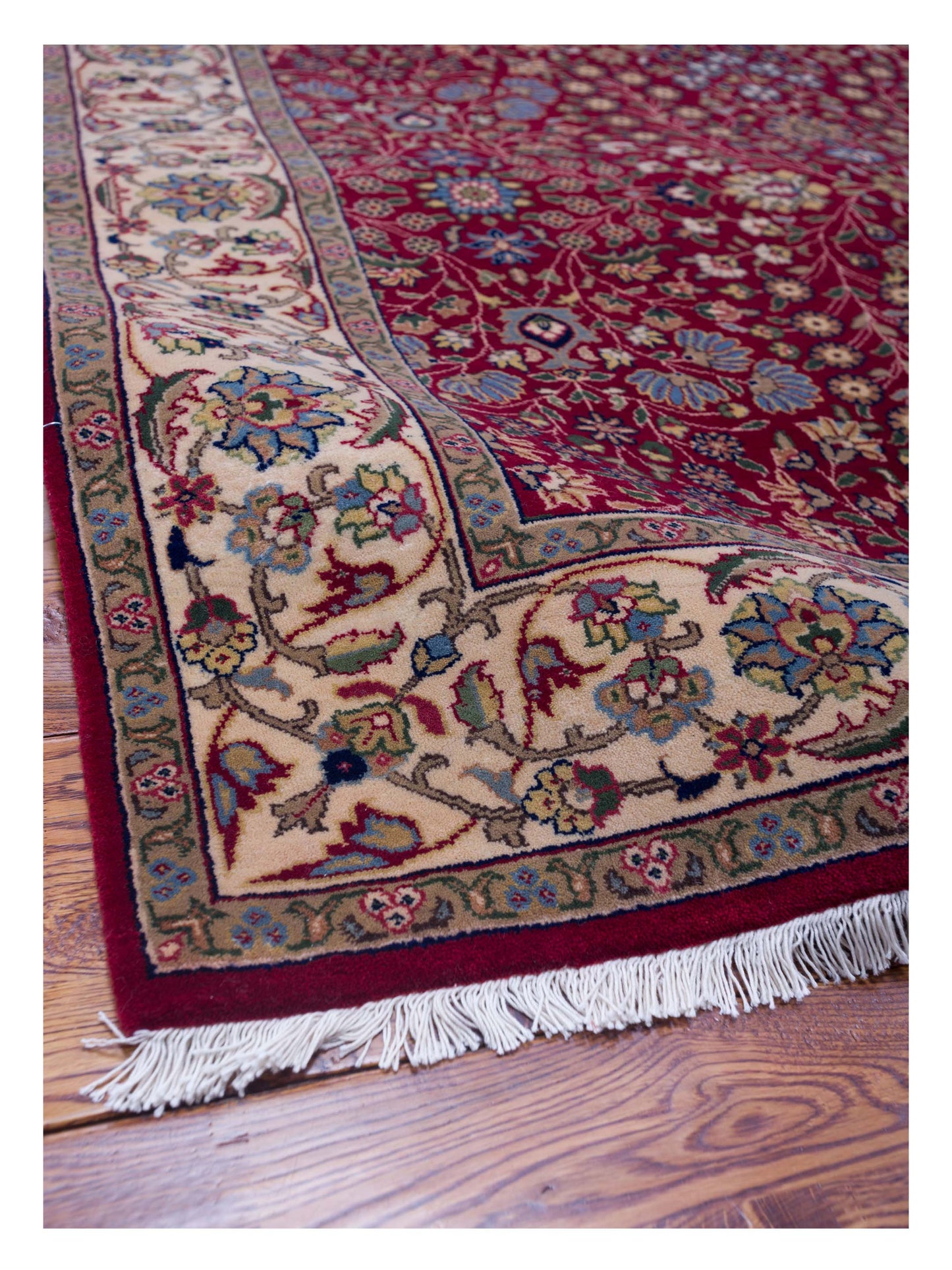 Hereke 129367 Red Ivory 4.10x4.11 Hand Knotted Rug